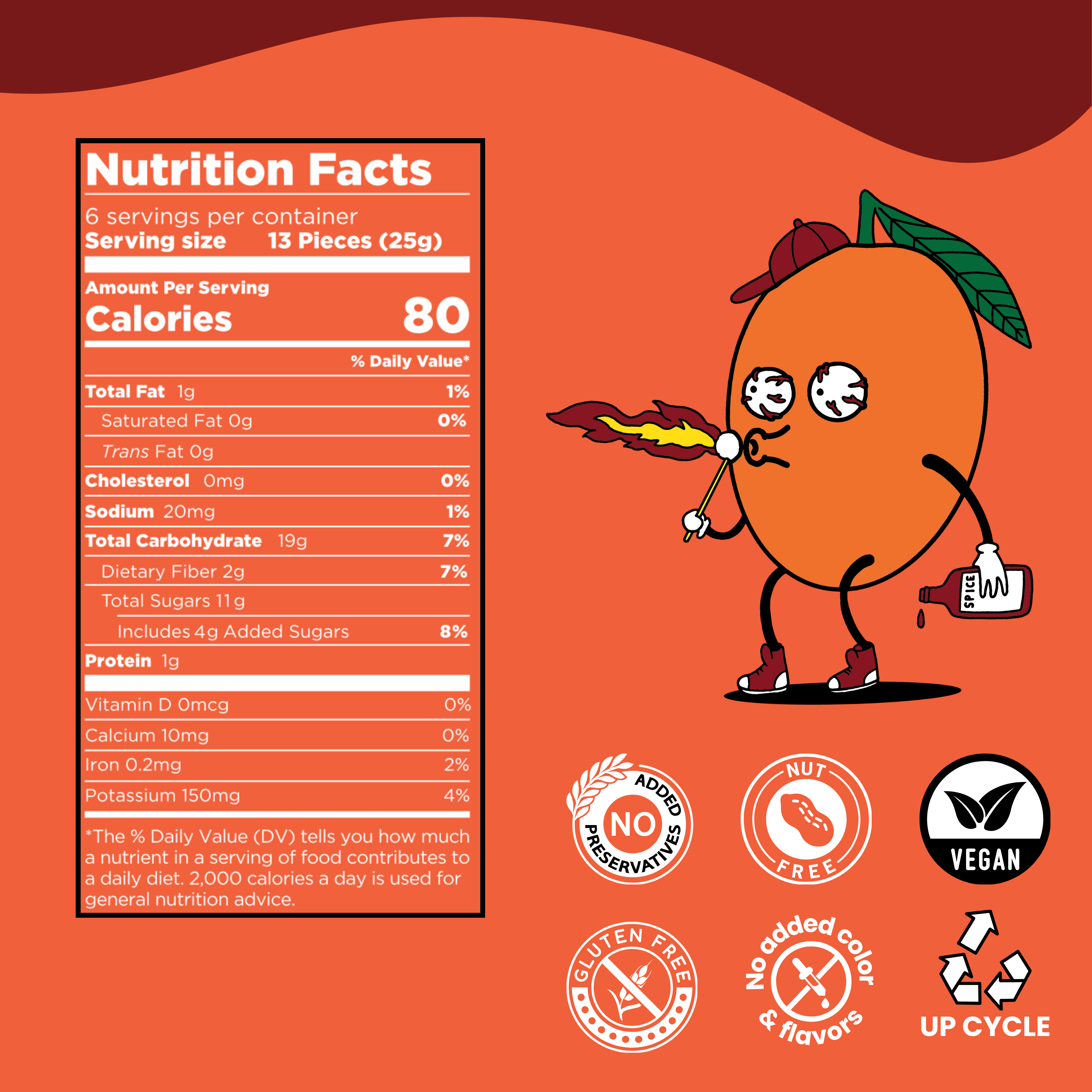 Pulpito Dried Fruit Bites Natural Fruit Snacks - Masala Mango