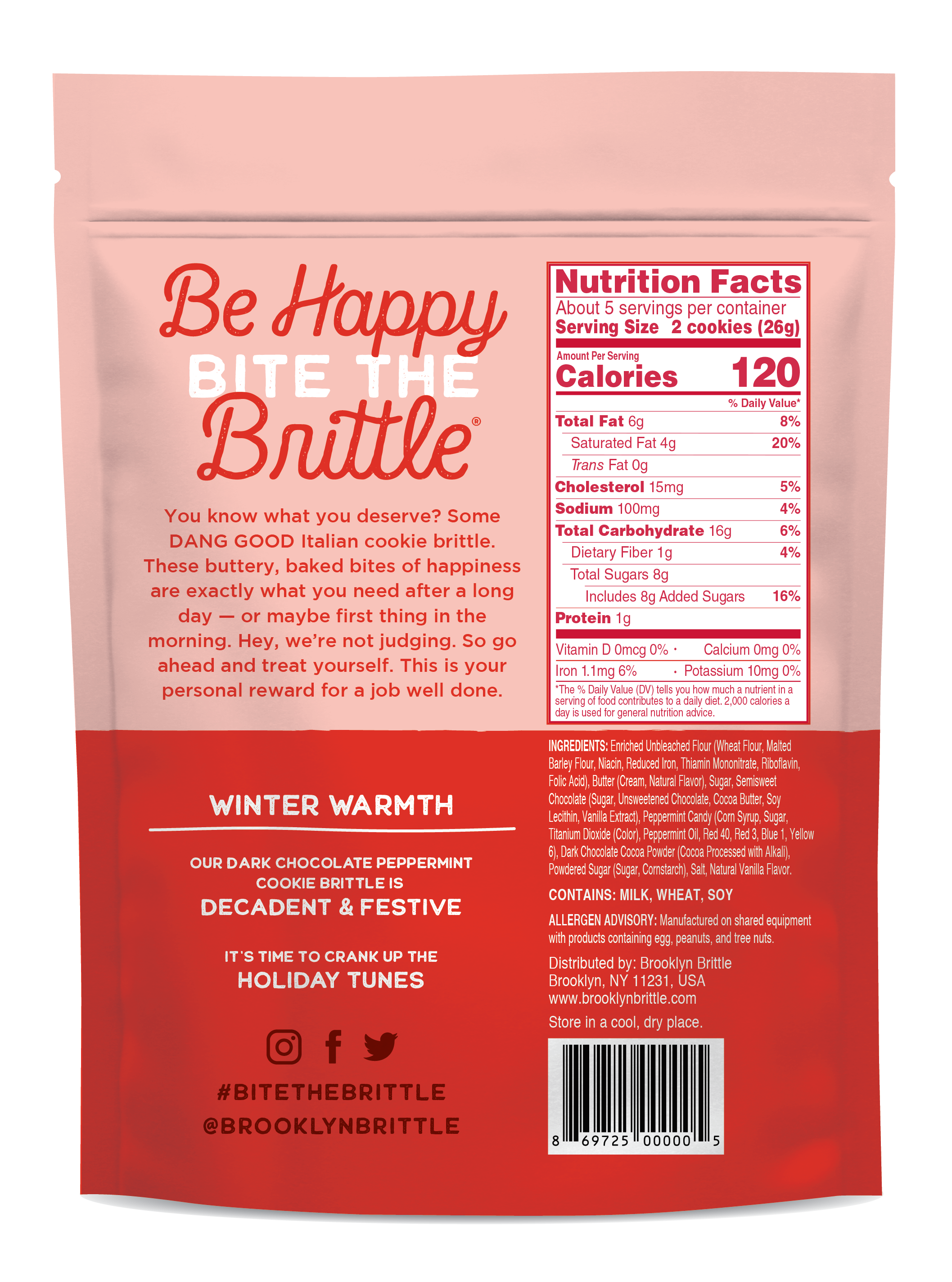 Brooklyn Brittle Dark Chocolate Peppermint Italian Cookie Brittle