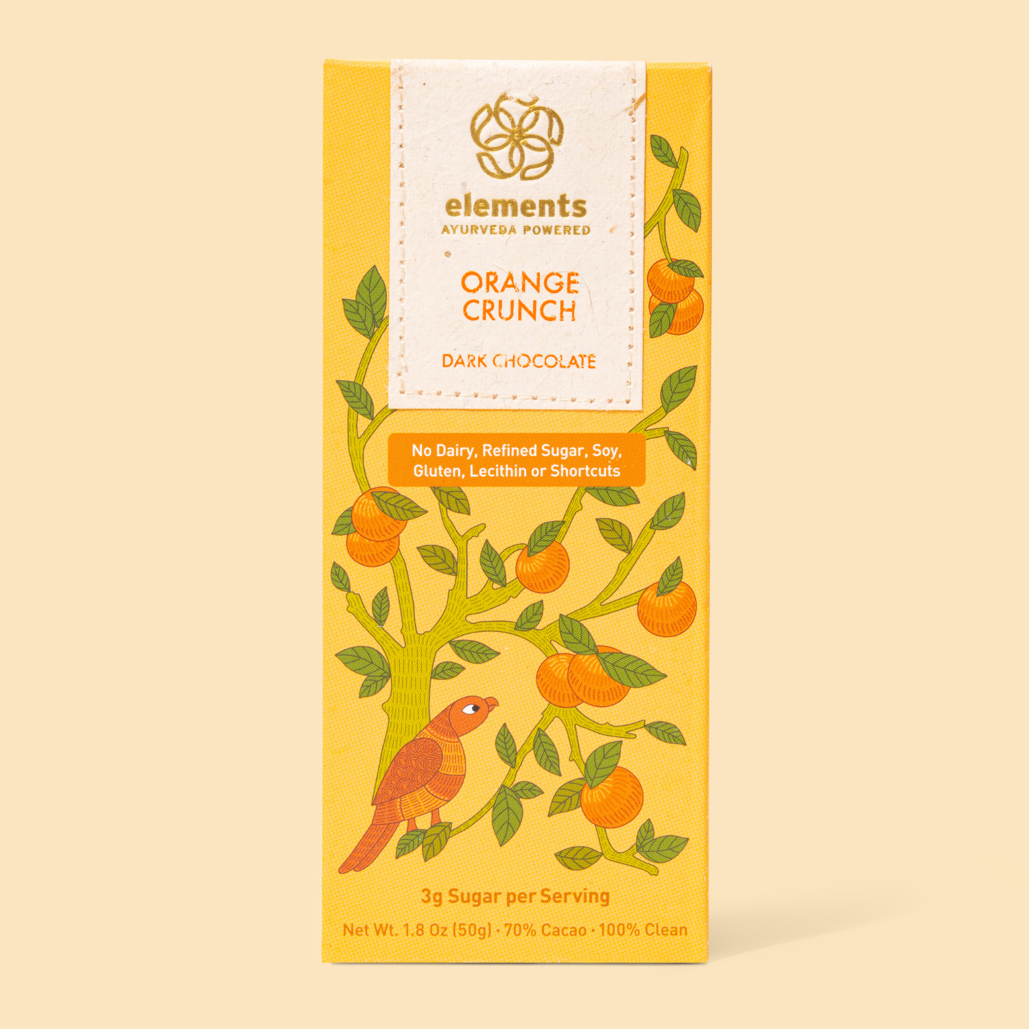 Elements Truffles Orange Crunch 70% Dark Chocolate Bar | Dairy-free | Snack 1.5 OZ