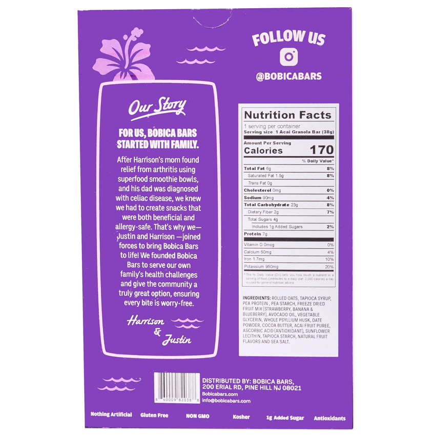 Bobica Bars Açaí Glazed Granola Bar 1.34oz
