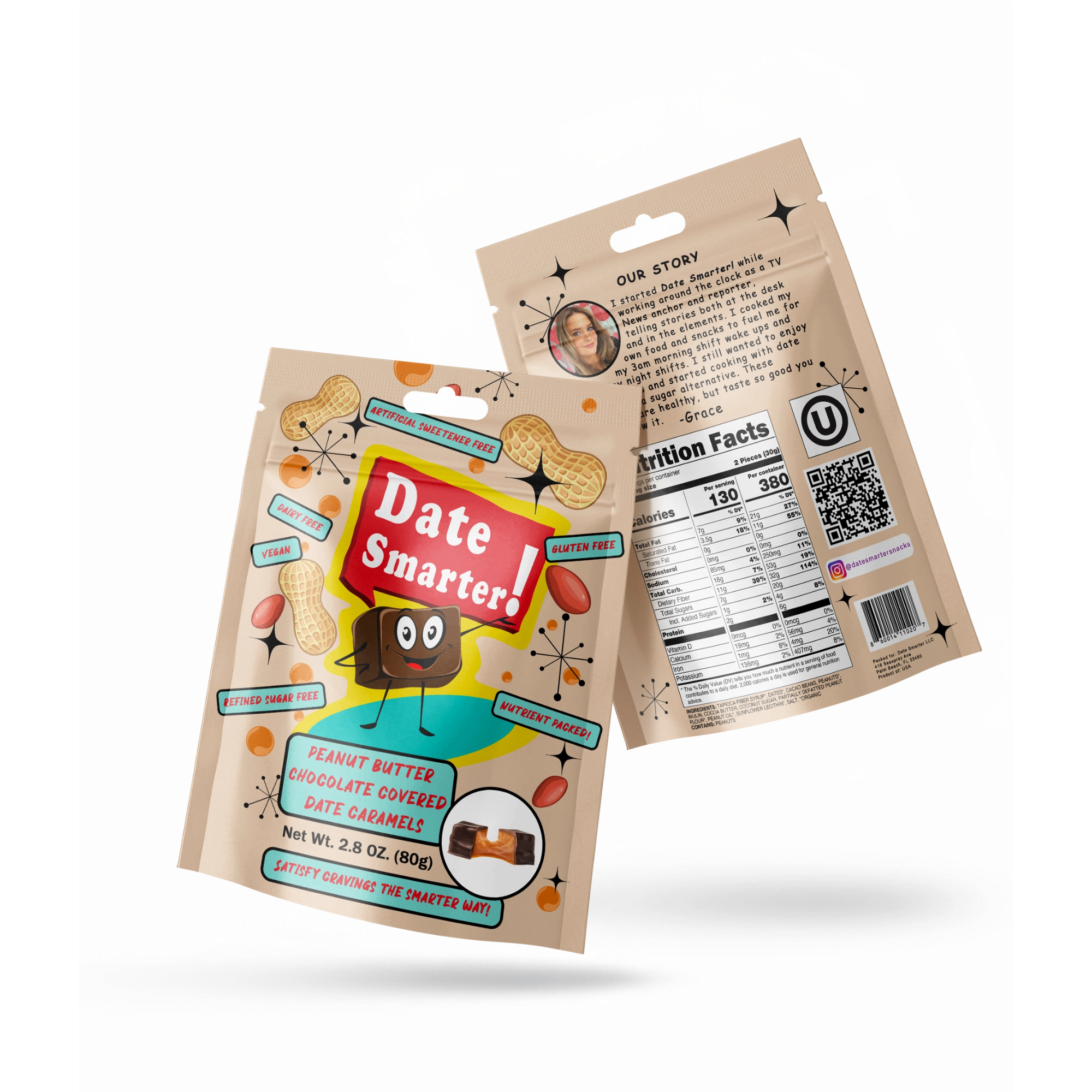 Date Smarter Peanut Butter Chocolate Covered Date Caramels
