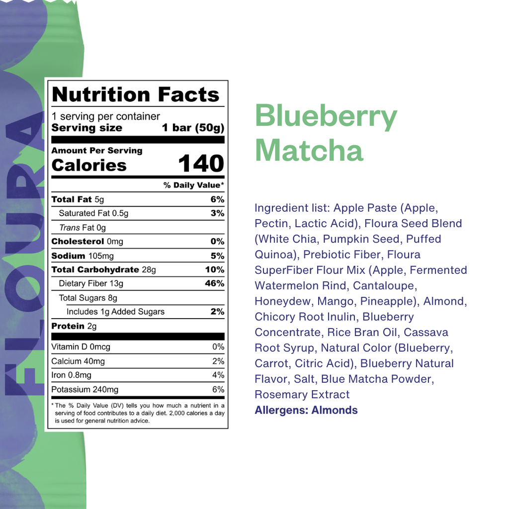 Floura - Blueberry Matcha Fiber Snack Bar 1.8oz