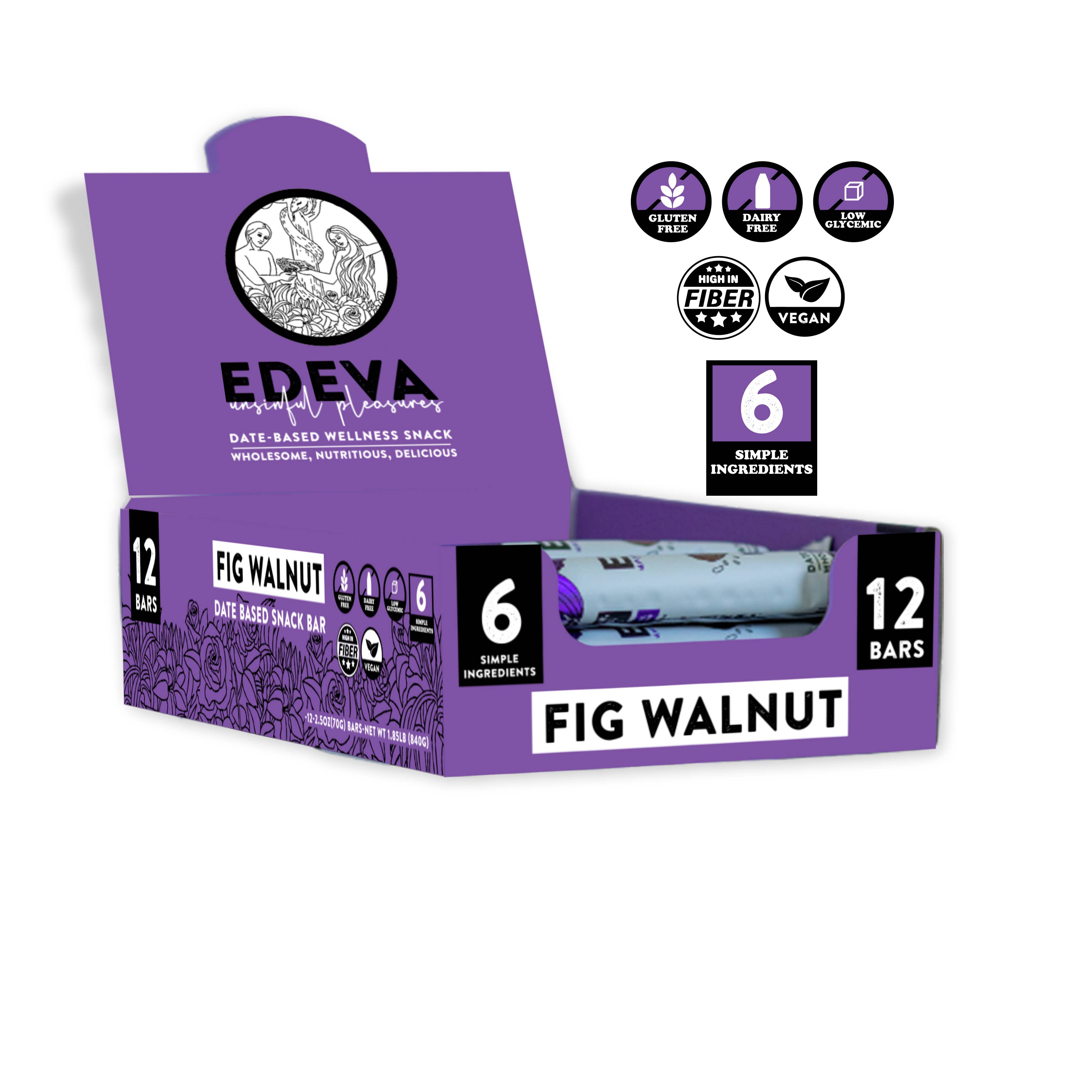 Edeva Snacks Fig Walnut Bar 2.5oz