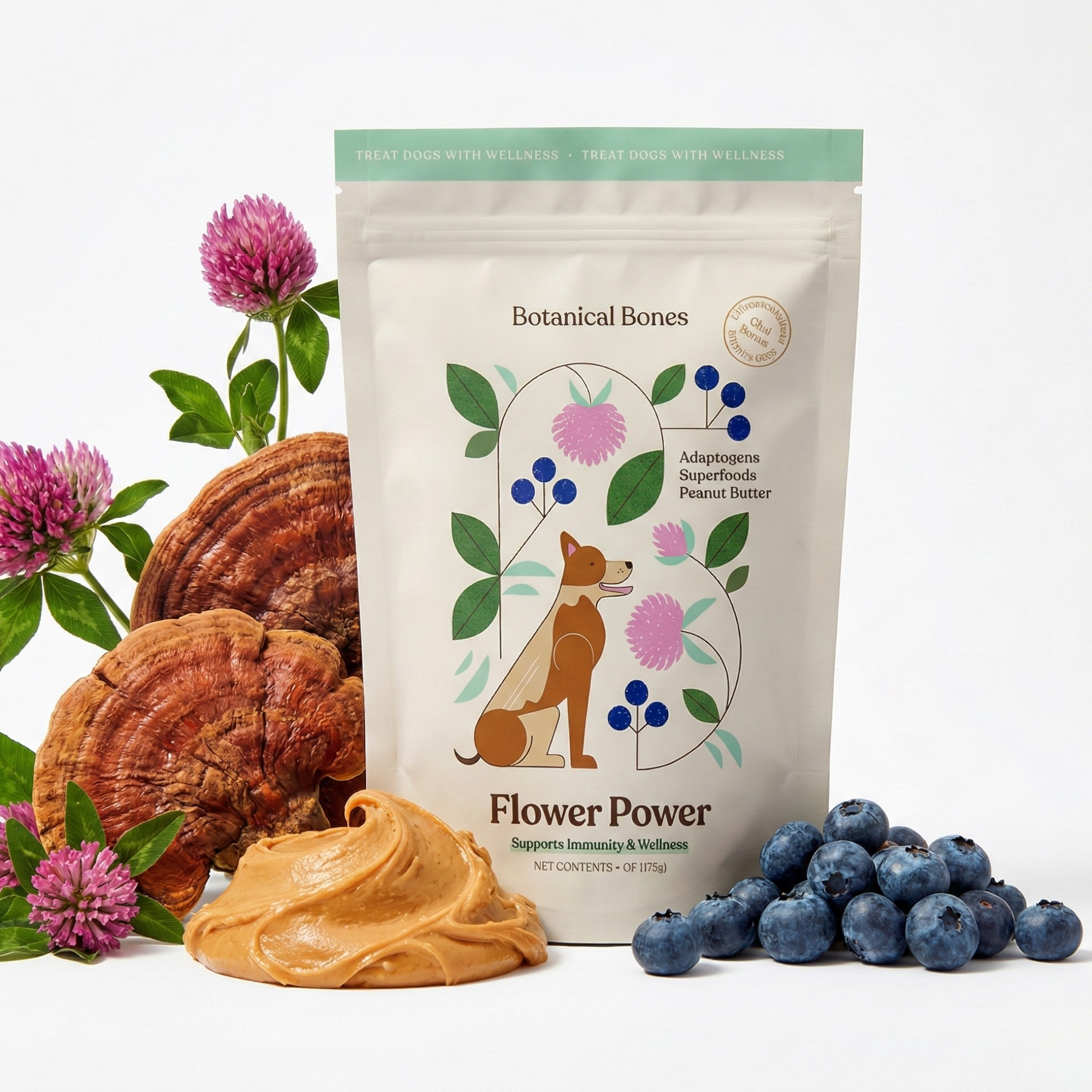 Botanical Bones - Flower Power Cookies - All Natural, Organic Dog Treats 5oz
