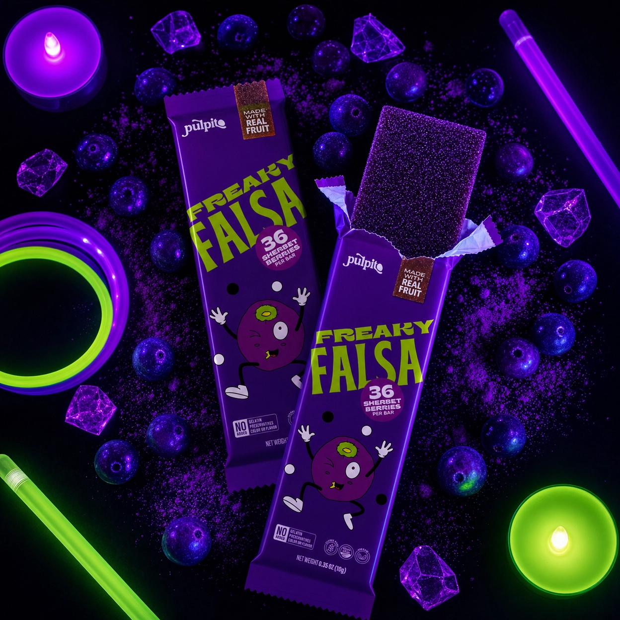 Pulpito Freaky Falsa (Blueberry)- Natural Fruit Snacks- Dried Fruit Bar 0.35 oz