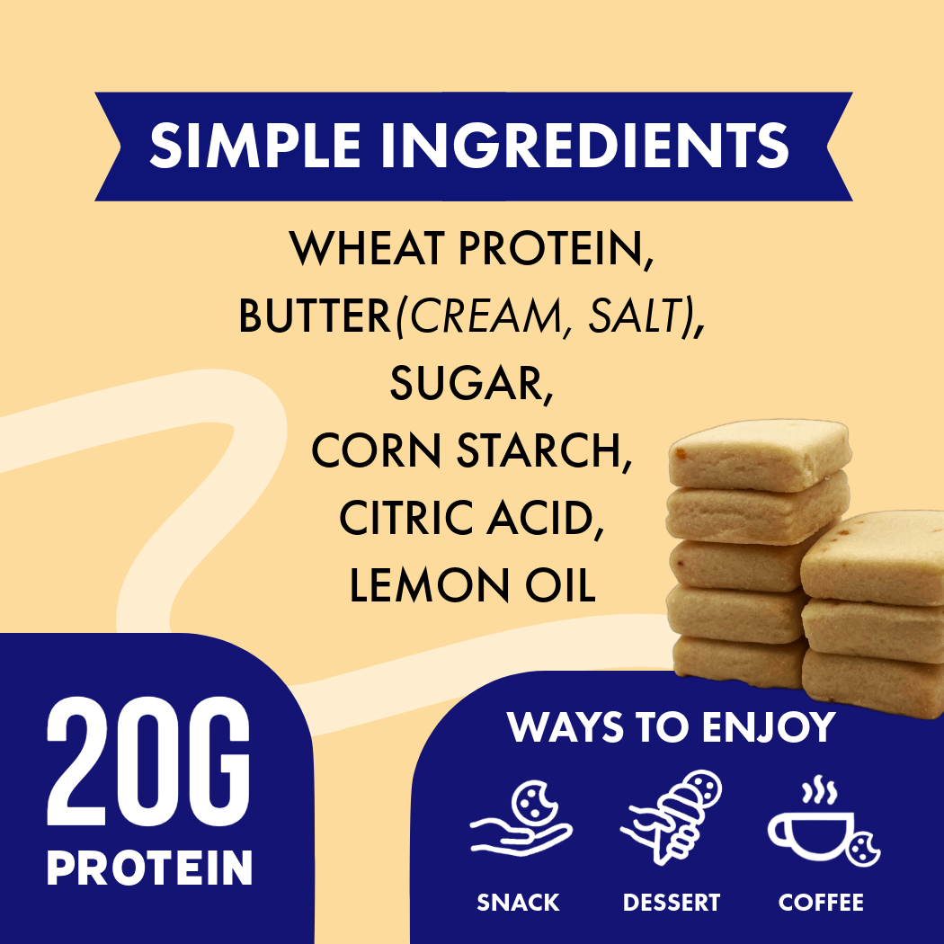 Lemon Shortbread Cookies | High Protein Snack | Clean Label