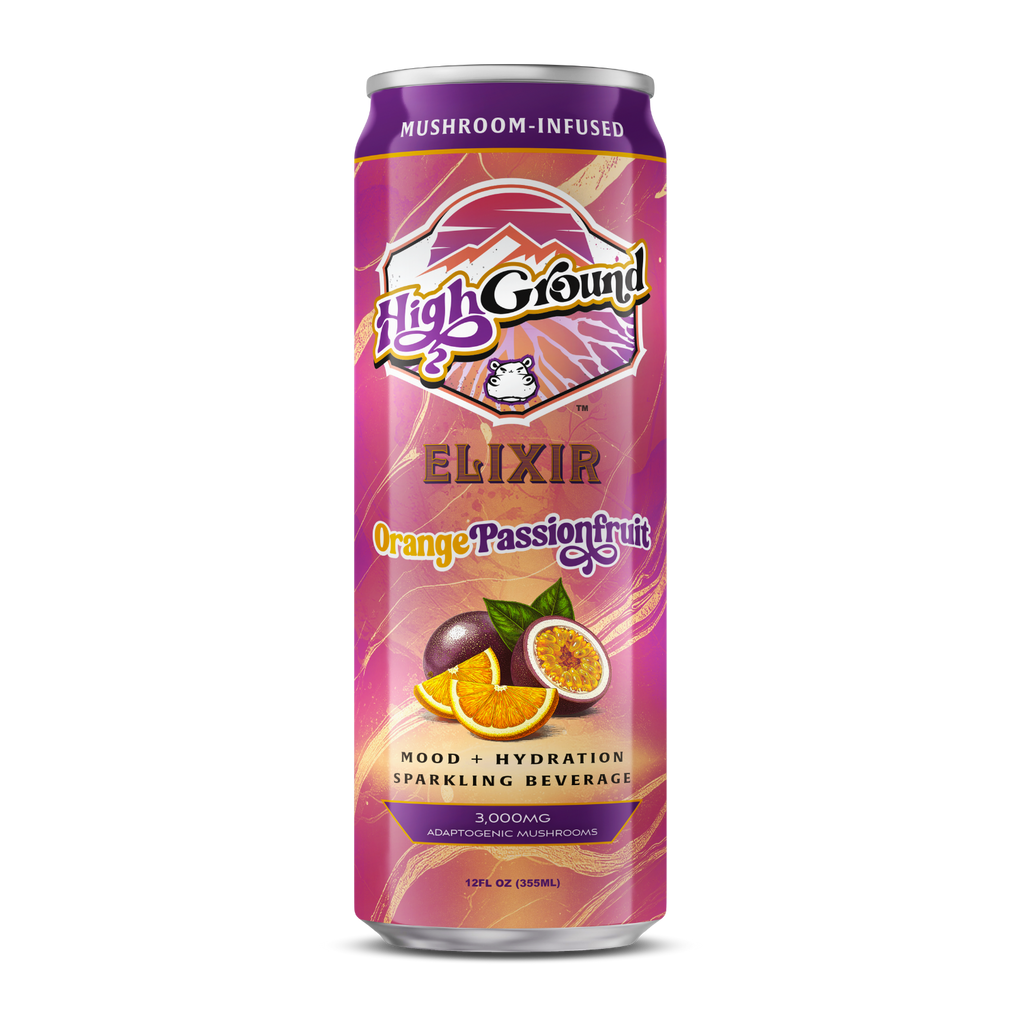 High Ground Elixir Mushroom Seltzer - Orange Passionfruit 12oz