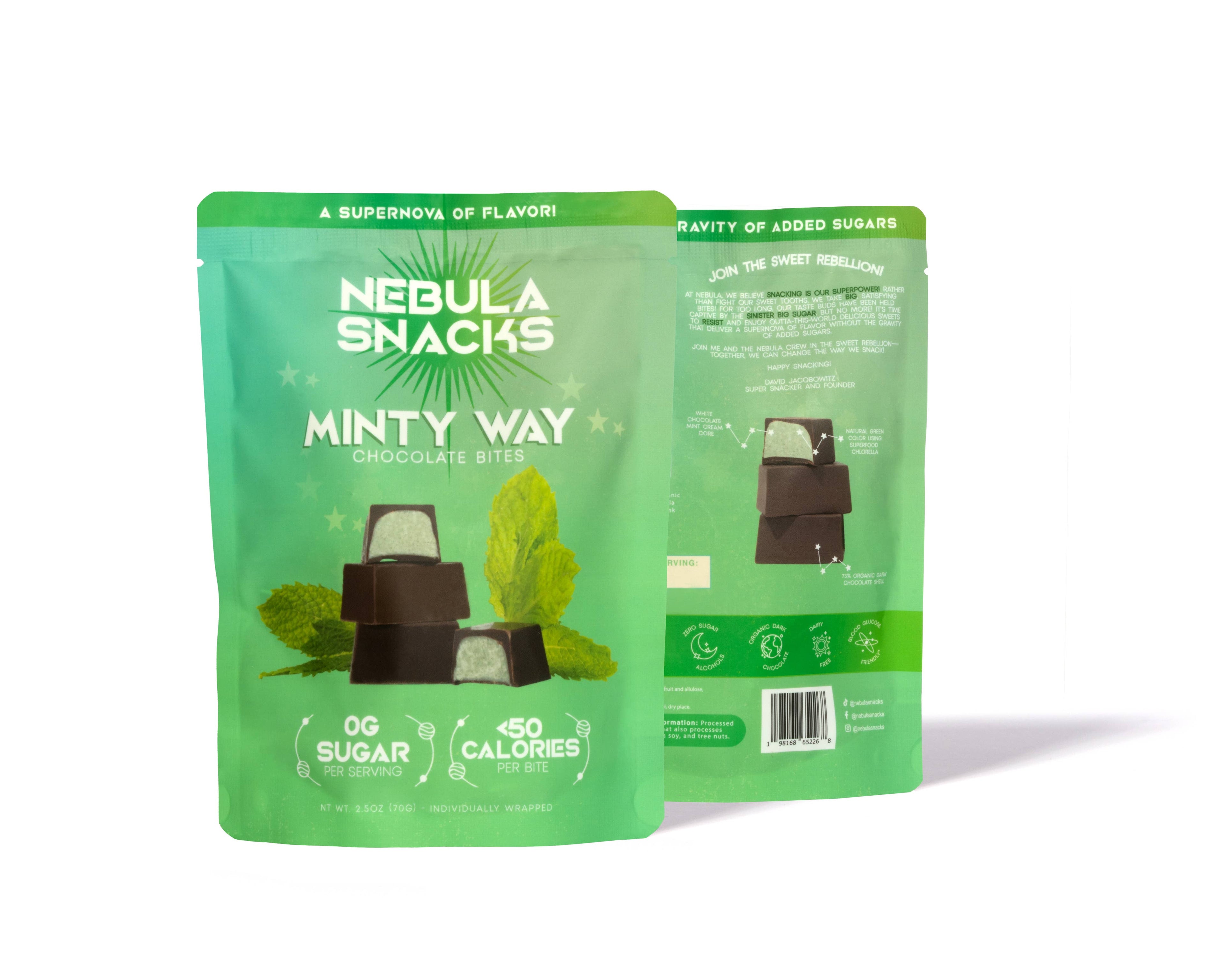 Nebula Snacks Minty Way Filled Dark Chocolate Bites