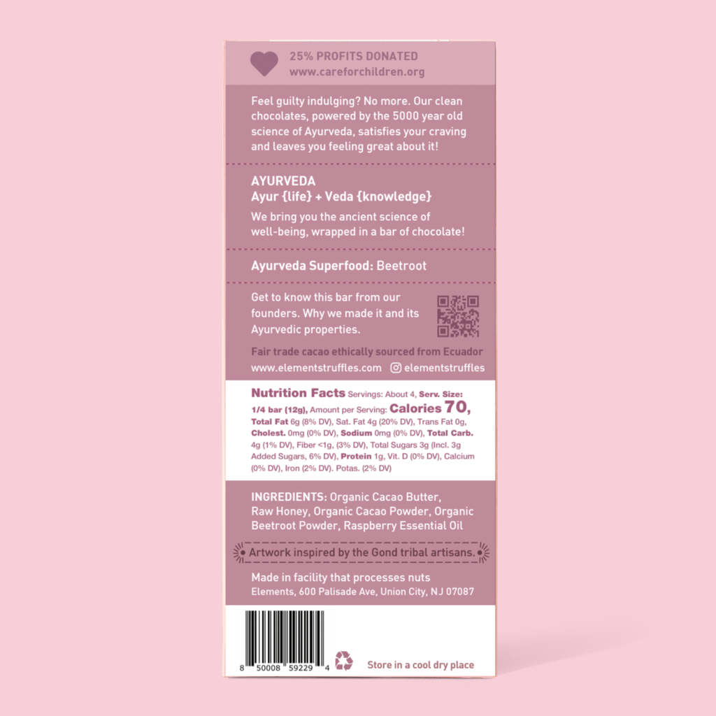 Elements - Raspberry Dark Chocolate Bar | Vegan Organic 1.8oz