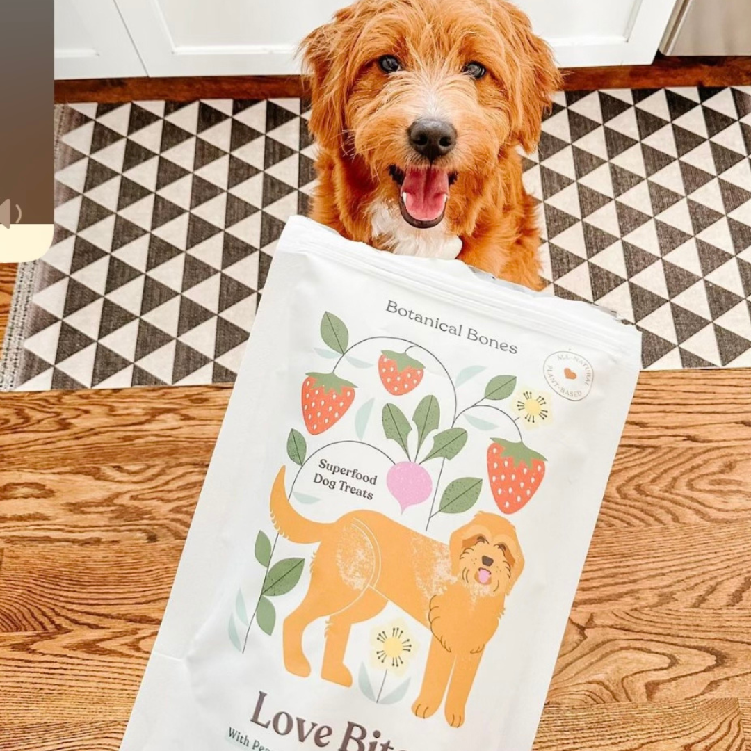 Botanical Bones - Love Bites - Organic Dog Treats, Strawberry & Peanut Butter 5oz