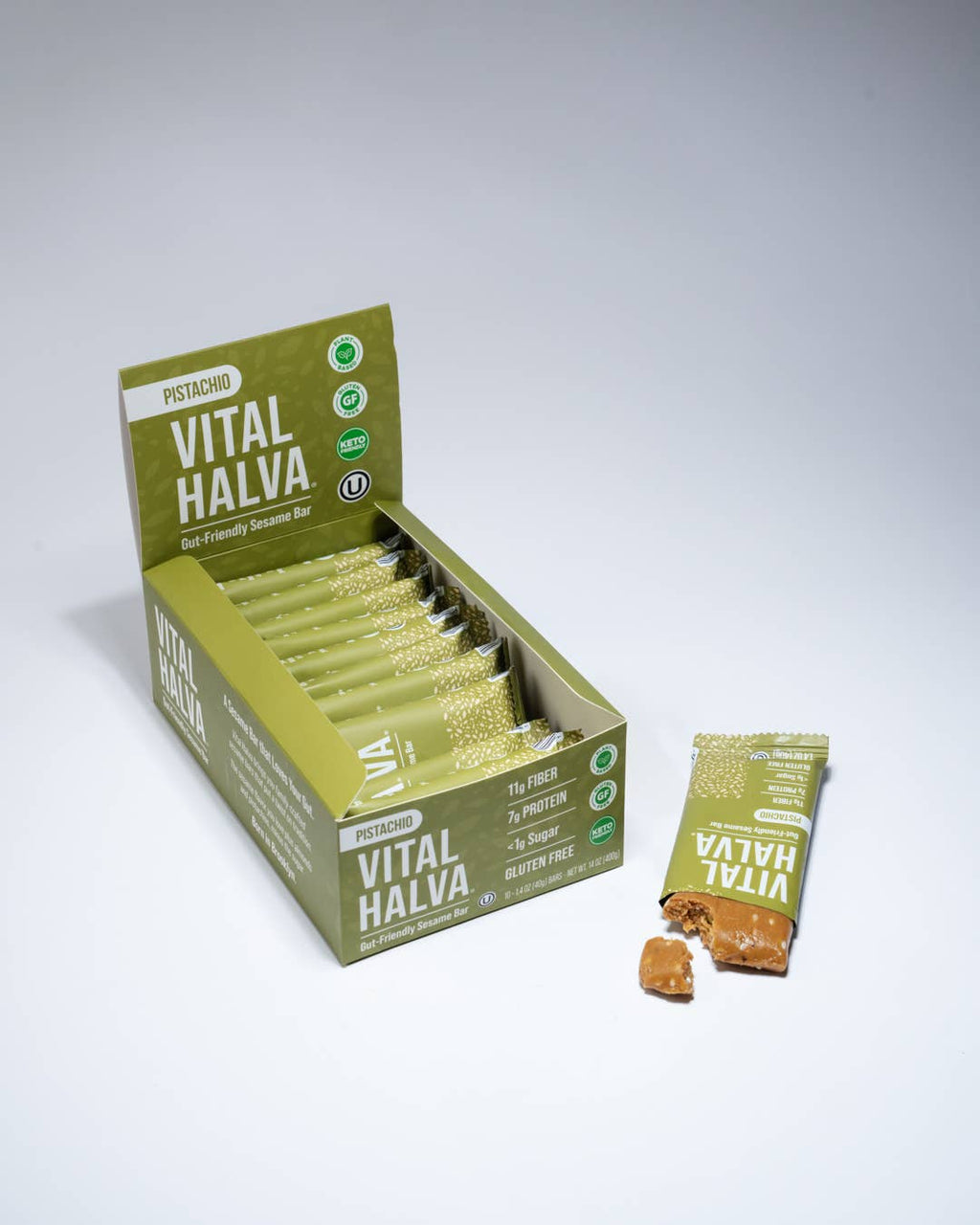 Vital Halva - Gut-friendly sesame bar, Pistachio, 1.4oz