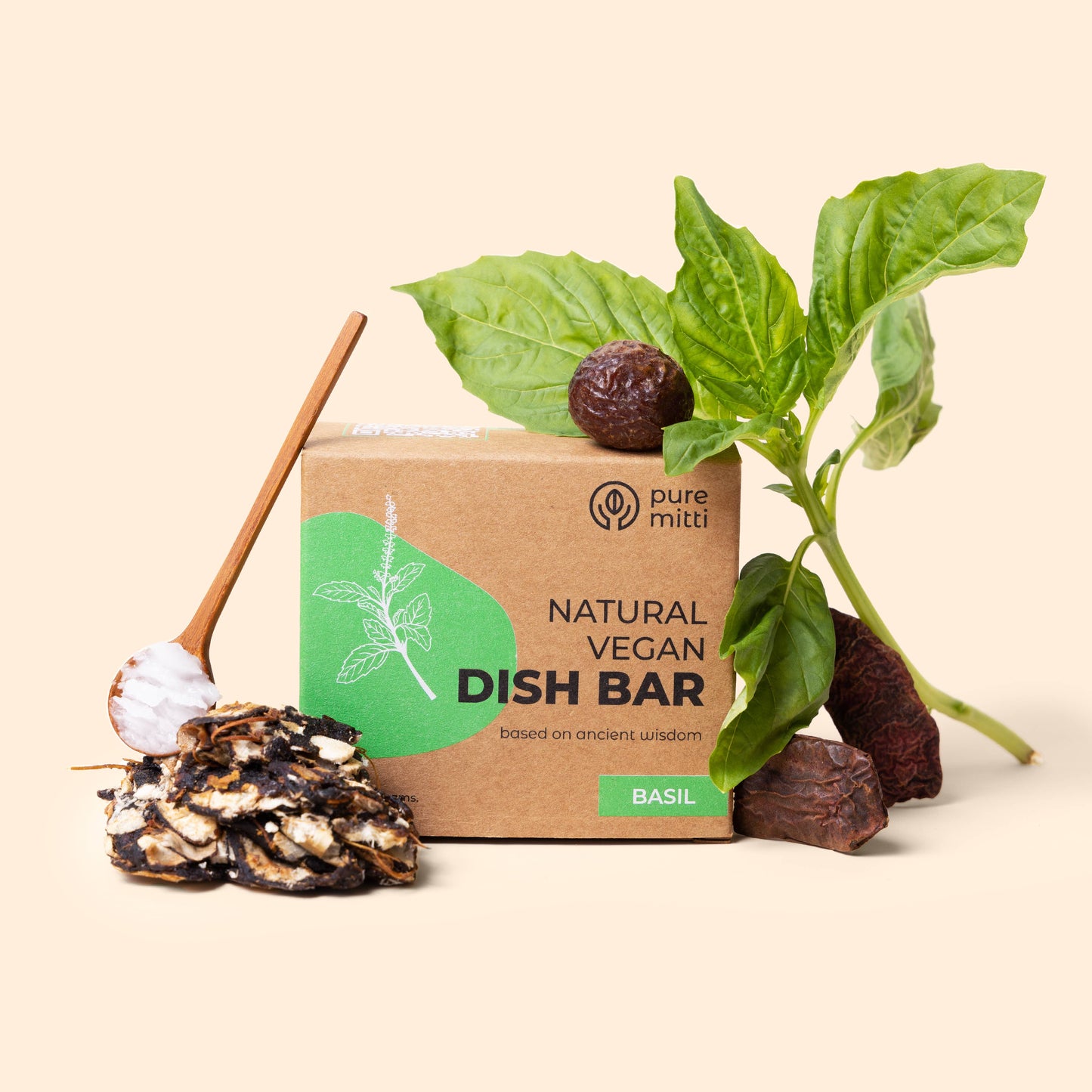 Pure Mitti - Natural Vegan Dish Wash Bar - Basil