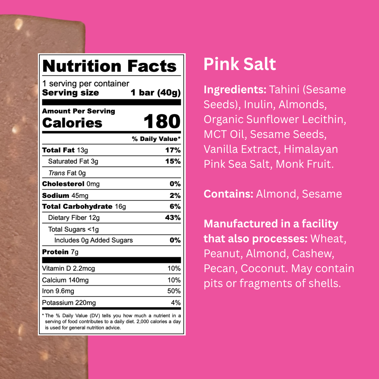 Vital Halva - Gut-Friendly Sesame Bar, Pink Salt, 1.4oz