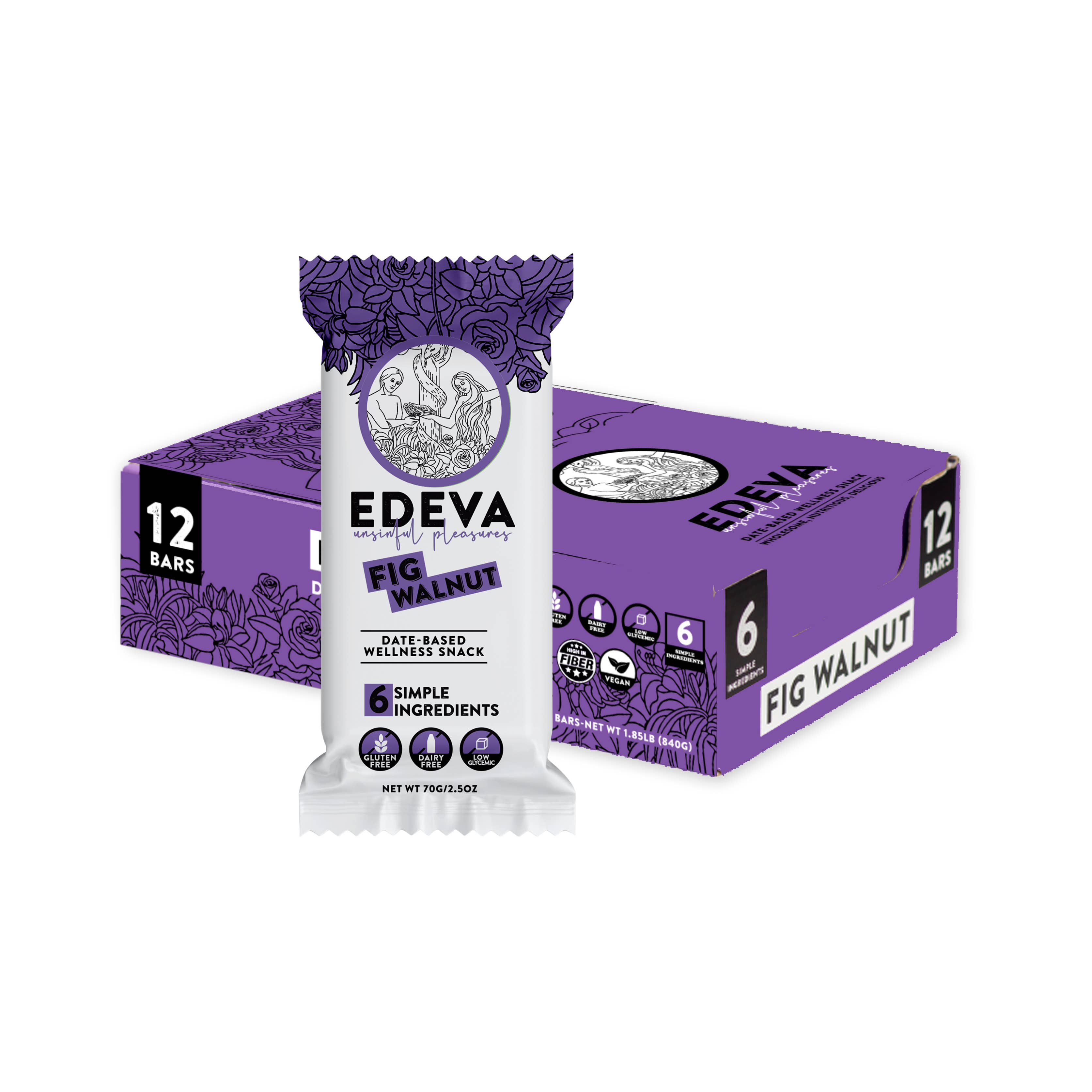 Edeva Snacks Fig Walnut Bar 2.5oz