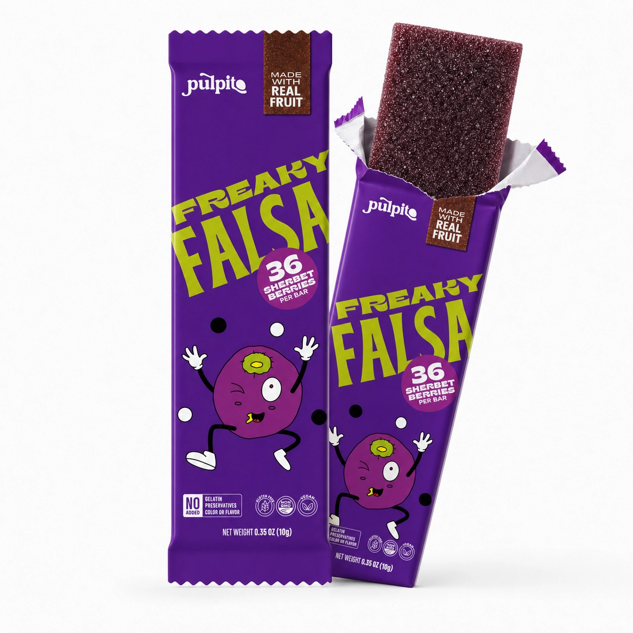 Pulpito Freaky Falsa (Blueberry)- Natural Fruit Snacks- Dried Fruit Bar 0.35 oz