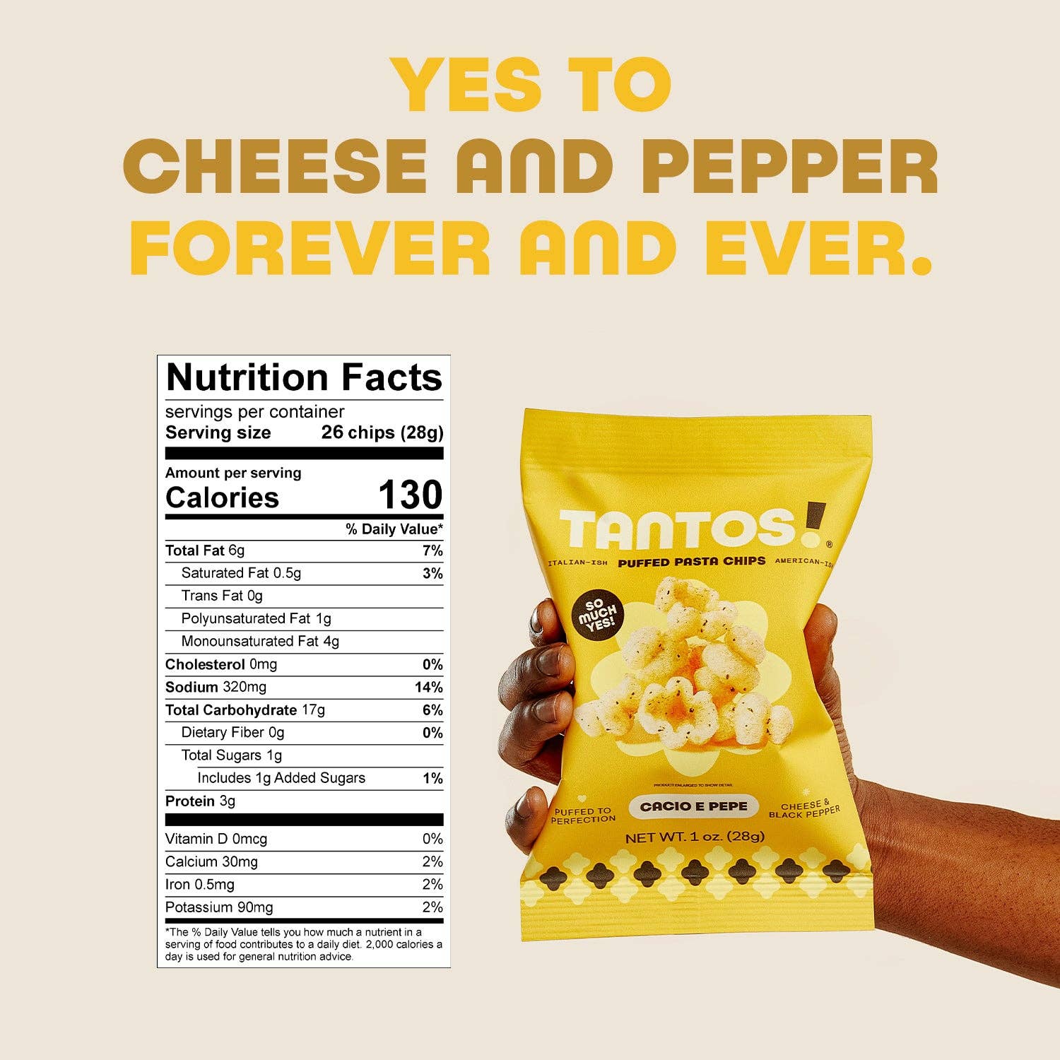 Tantos Puffed Pasta Crisps - Cacio e Pepe - 1oz