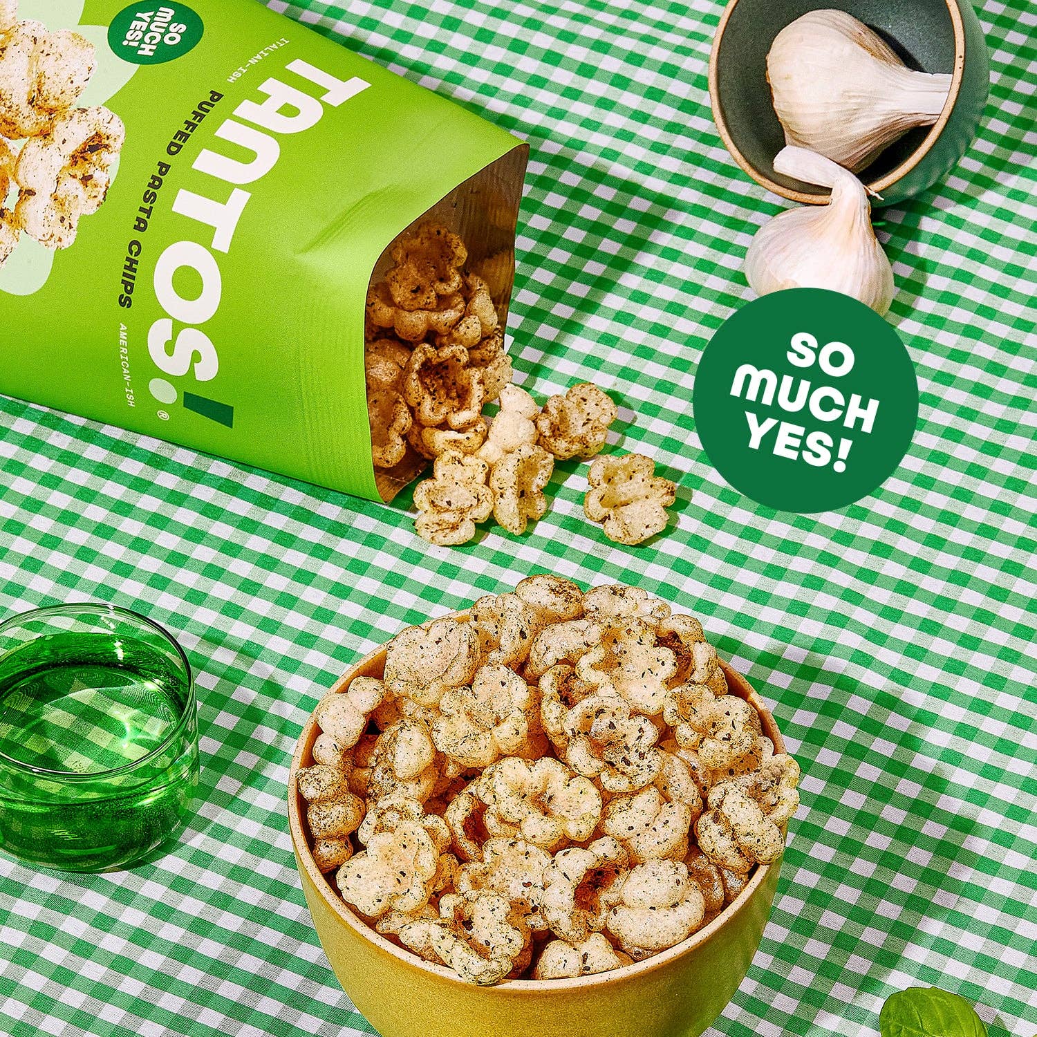 Tantos Puffed Pasta Crisps - Pesto - 1oz