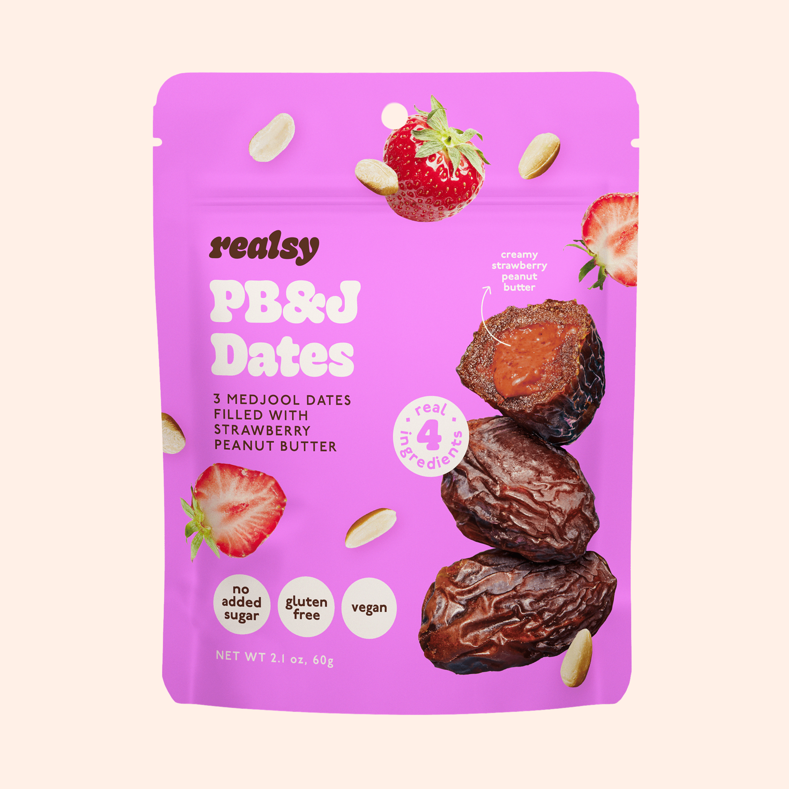 Realsy PB&J Stuffed Medjool Dates 2.1 oz