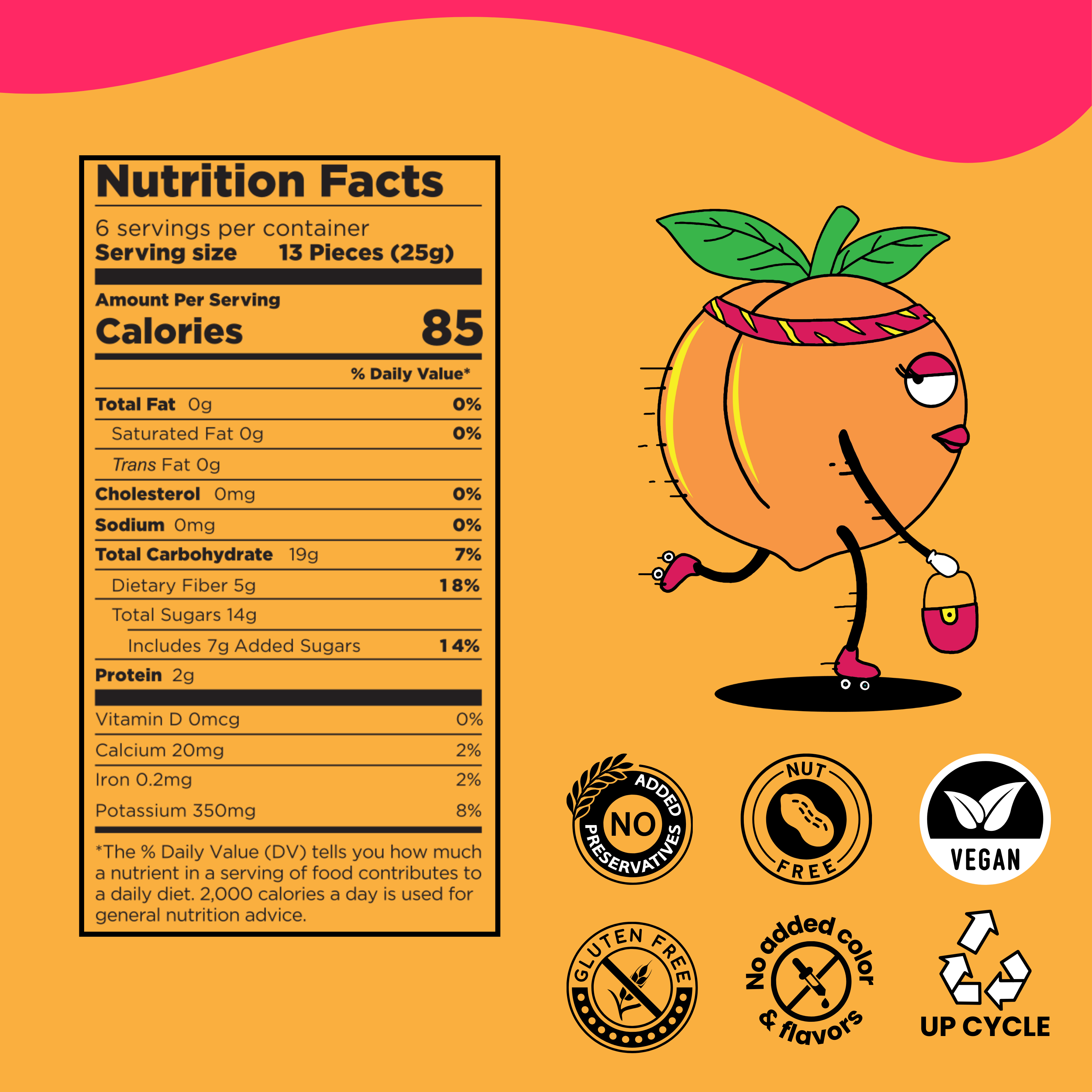 Pulpitos Pretty Peach  Natural Fruit Snacks Dried Fruit Bites