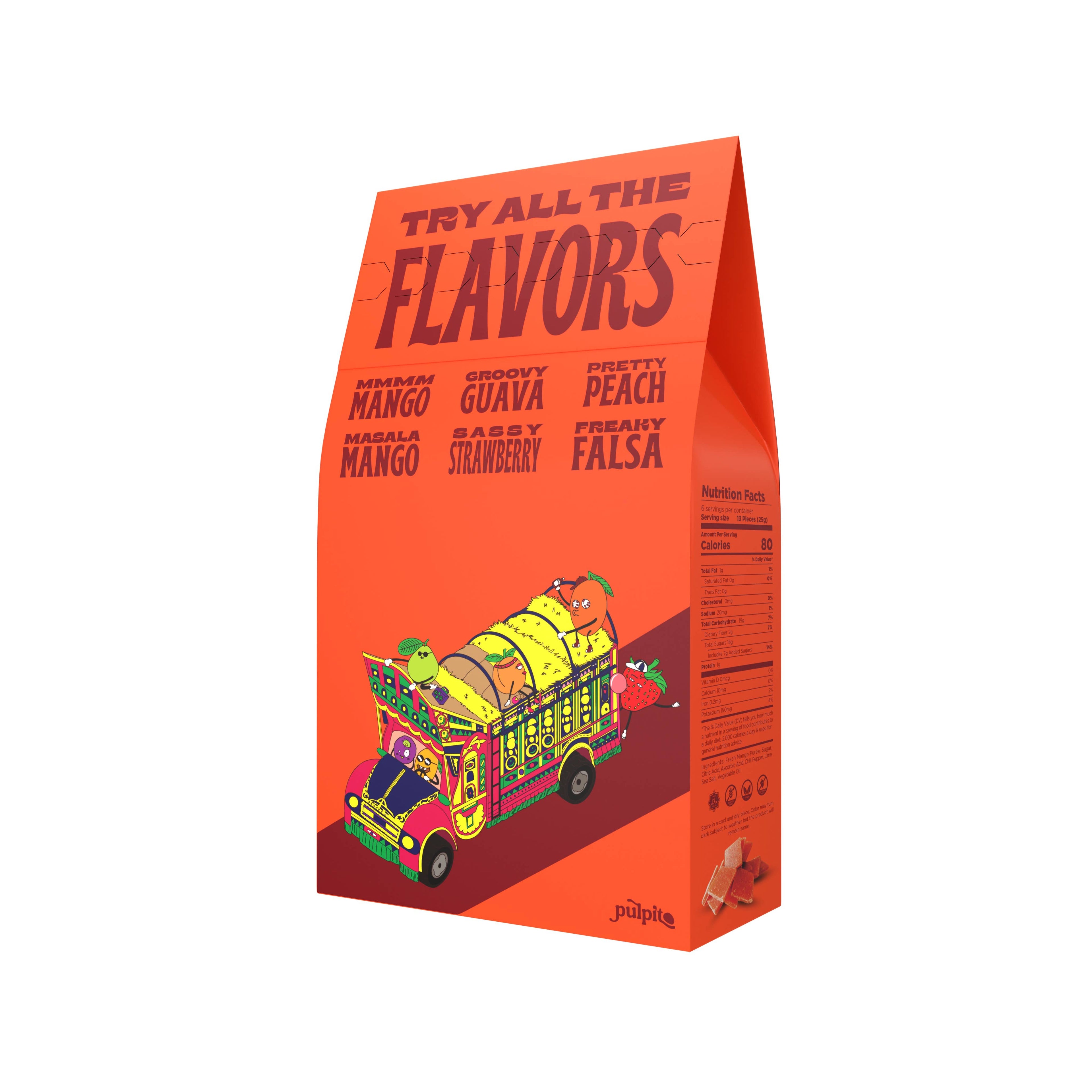 Pulpito Dried Fruit Bites Natural Fruit Snacks - Masala Mango