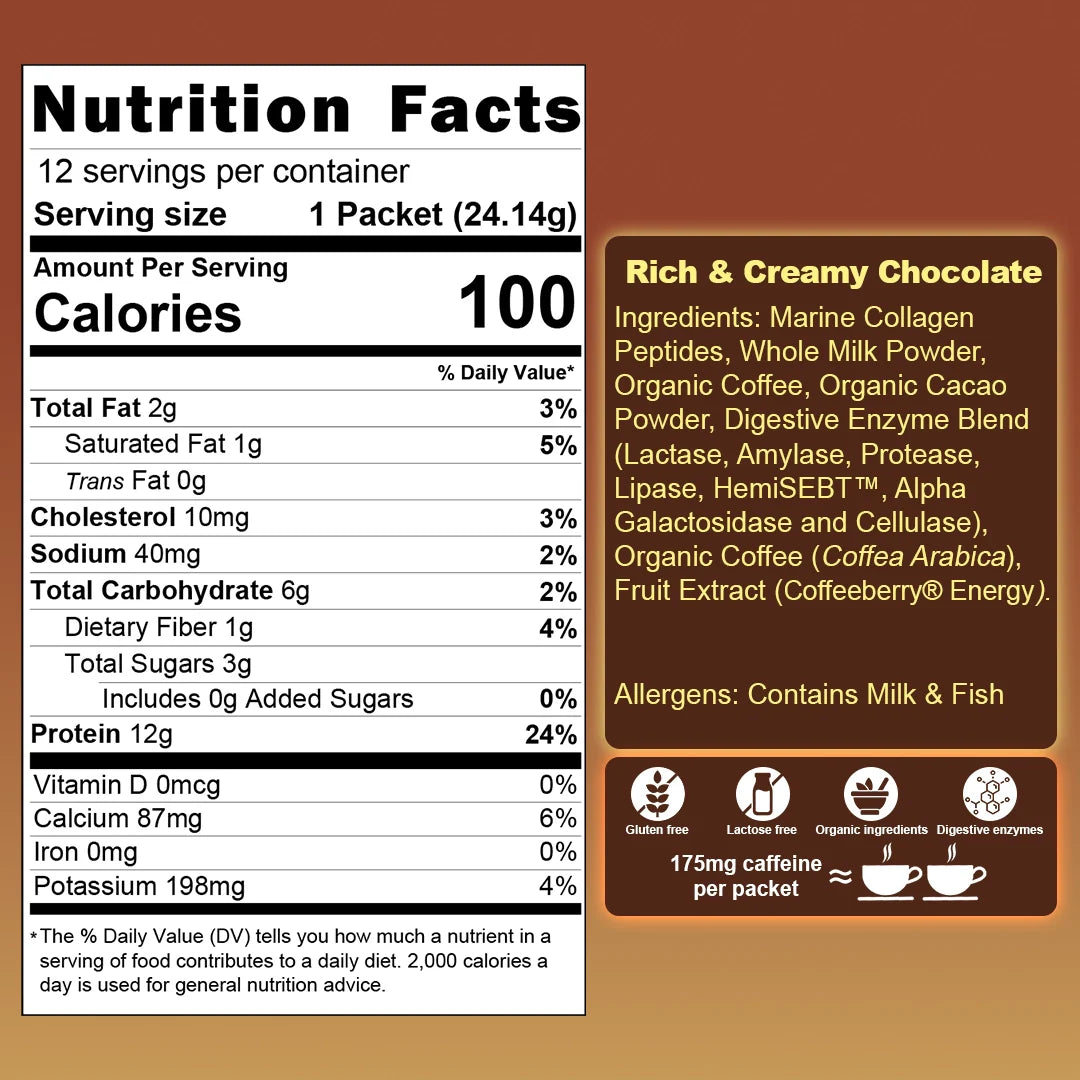 projo* - Instant Power Coffee with Collagen - Rich & Creamy Chocolate