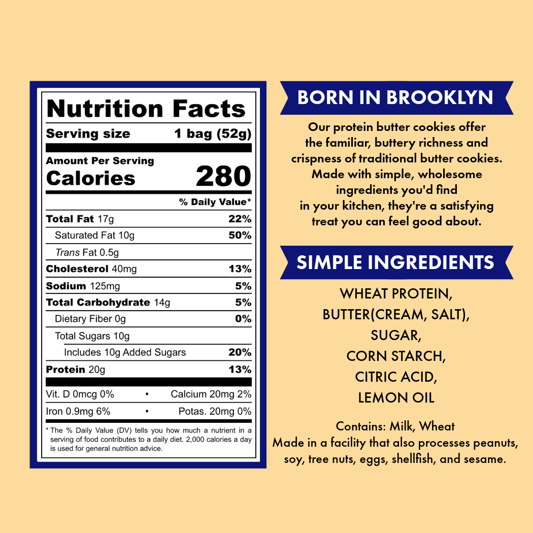 Lemon Shortbread Cookies | High Protein Snack | Clean Label