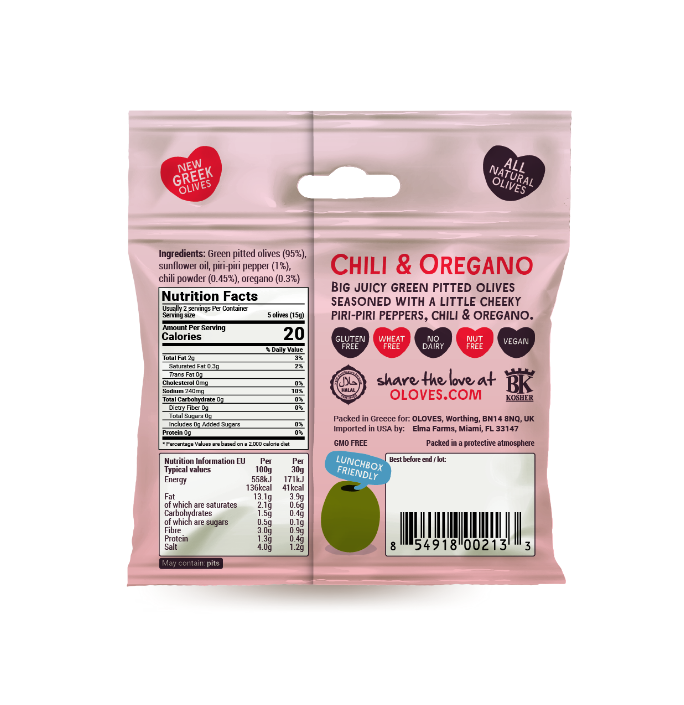 Oloves - Chili & Oregano Pitted Green Olives