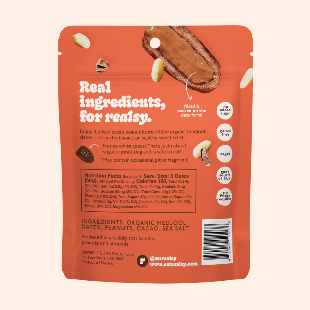 Realsy Chocolate Peanut Butter-Filled Medjool Dates 2.1 oz