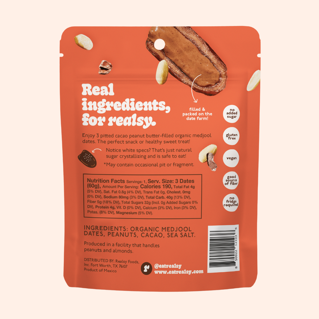 Realsy Chocolate Peanut Butter-Filled Medjool Dates 2.1 oz