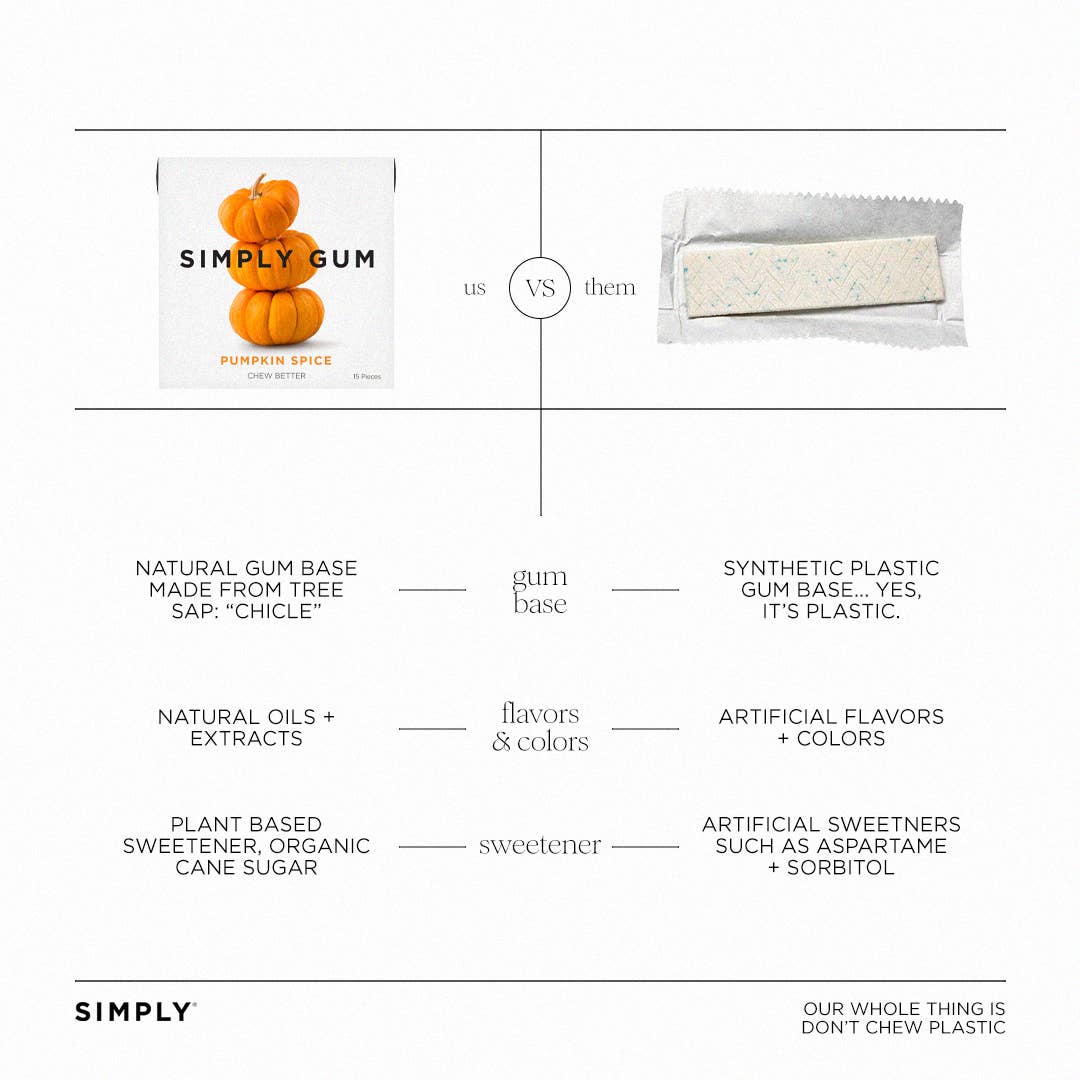 Simply Gum - Pumpkin Spice Chewing Gum -15 pack