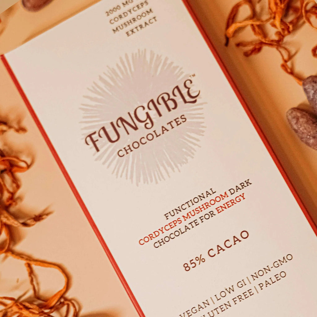 Fungible Chocolates® - Functional Cordyceps Mushroom Dark Chocolate Bar for Energy (85% cacao)