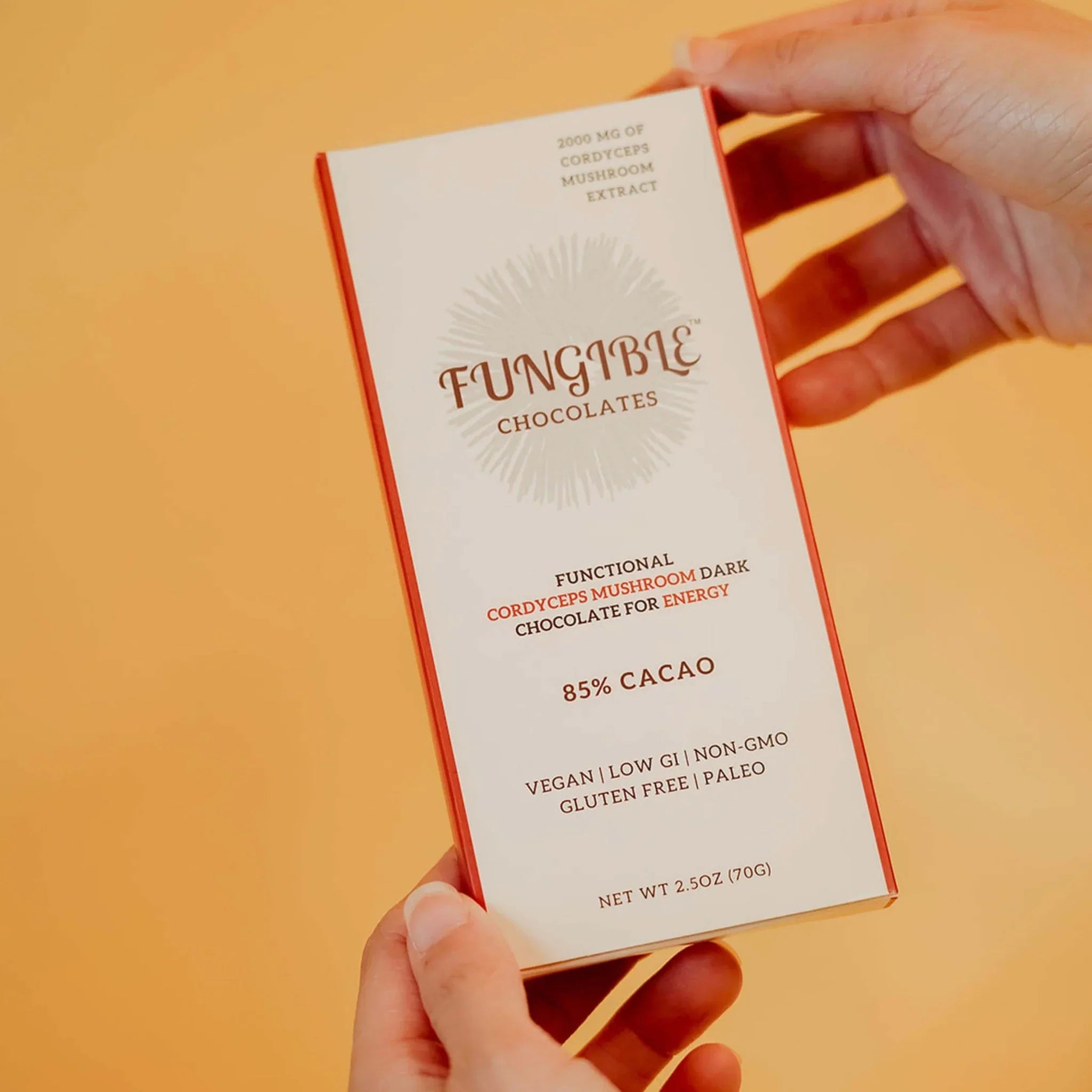 Fungible Chocolates® - Functional Cordyceps Mushroom Dark Chocolate Bar for Energy (85% cacao)