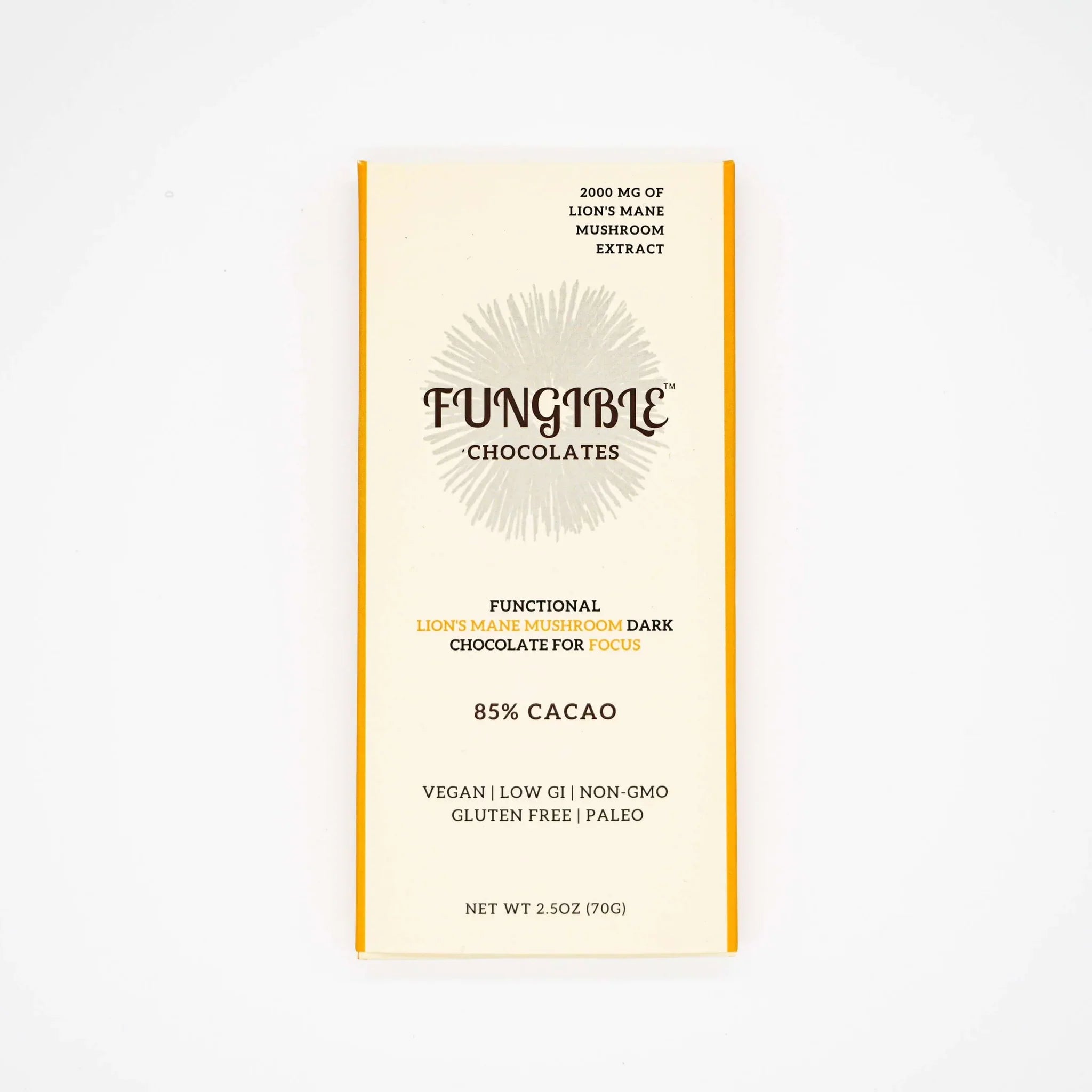 Fungible Chocolates® - Functional Lion's Mane Mushroom Dark Chocolate Bar for Focus (85% cacao)