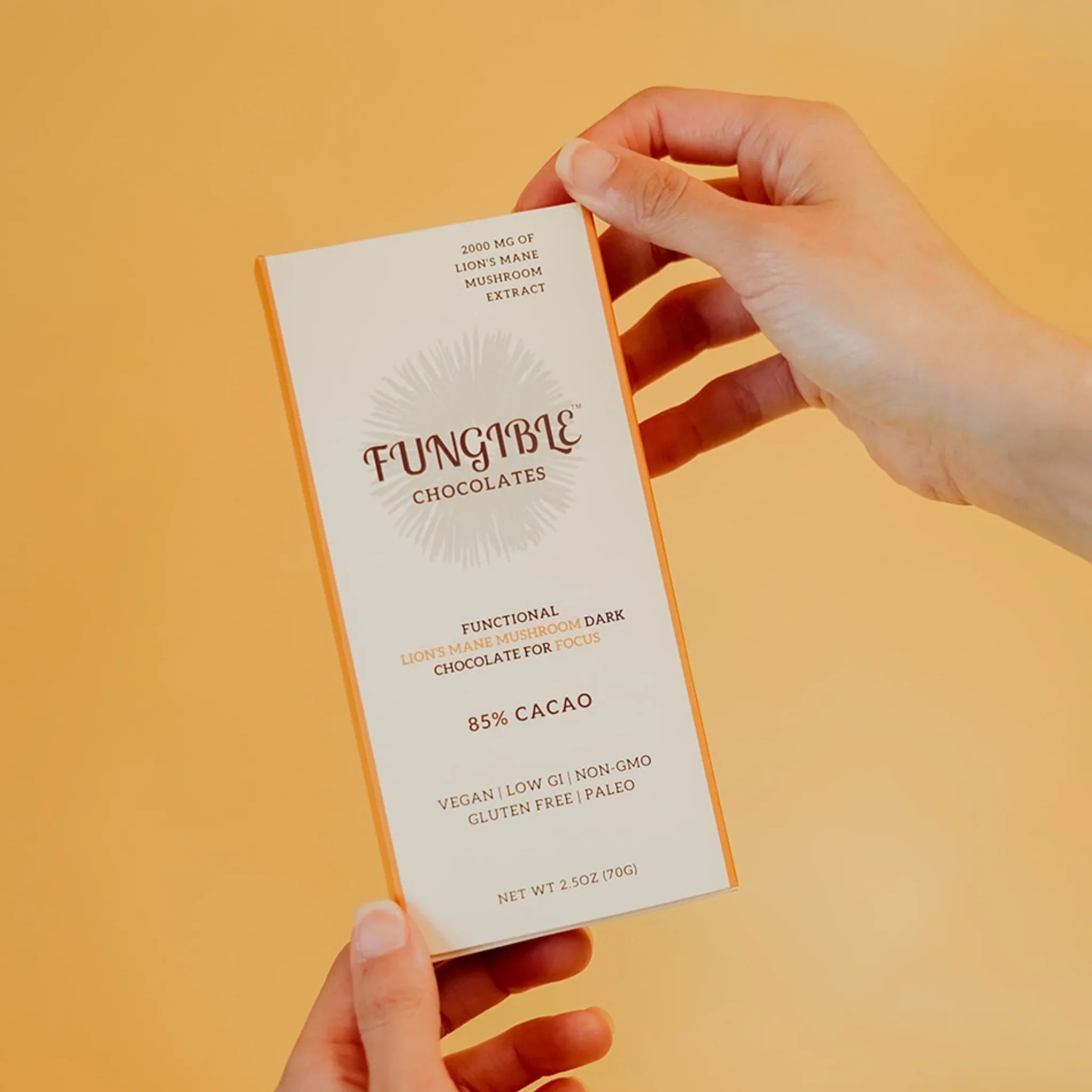 Fungible Chocolates® - Functional Lion's Mane Mushroom Dark Chocolate Bar for Focus (85% cacao)