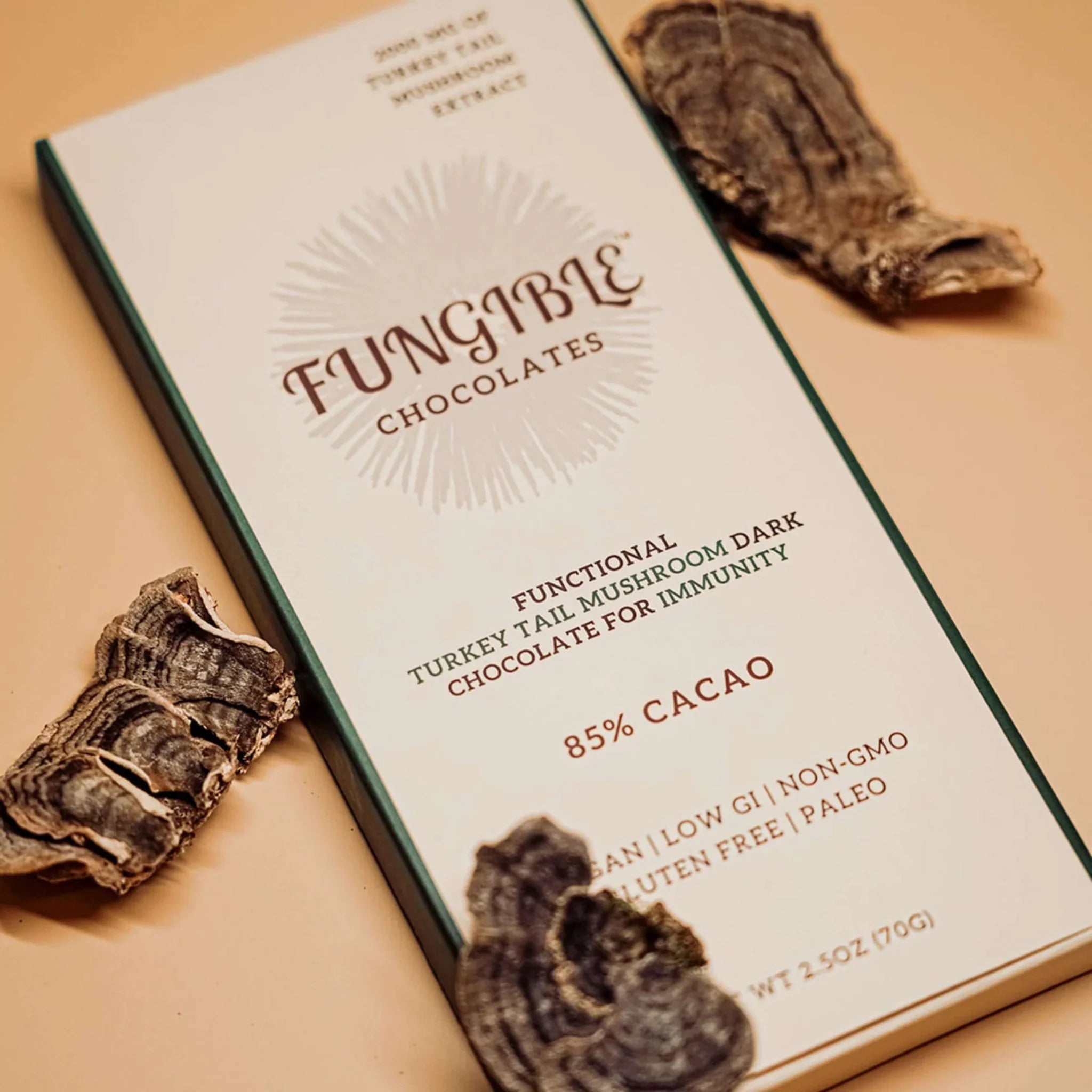 Fungible Chocolates® - Functional Turkey Tail Mushroom Dark Chocolate Bar for Immunity (85% cacao)