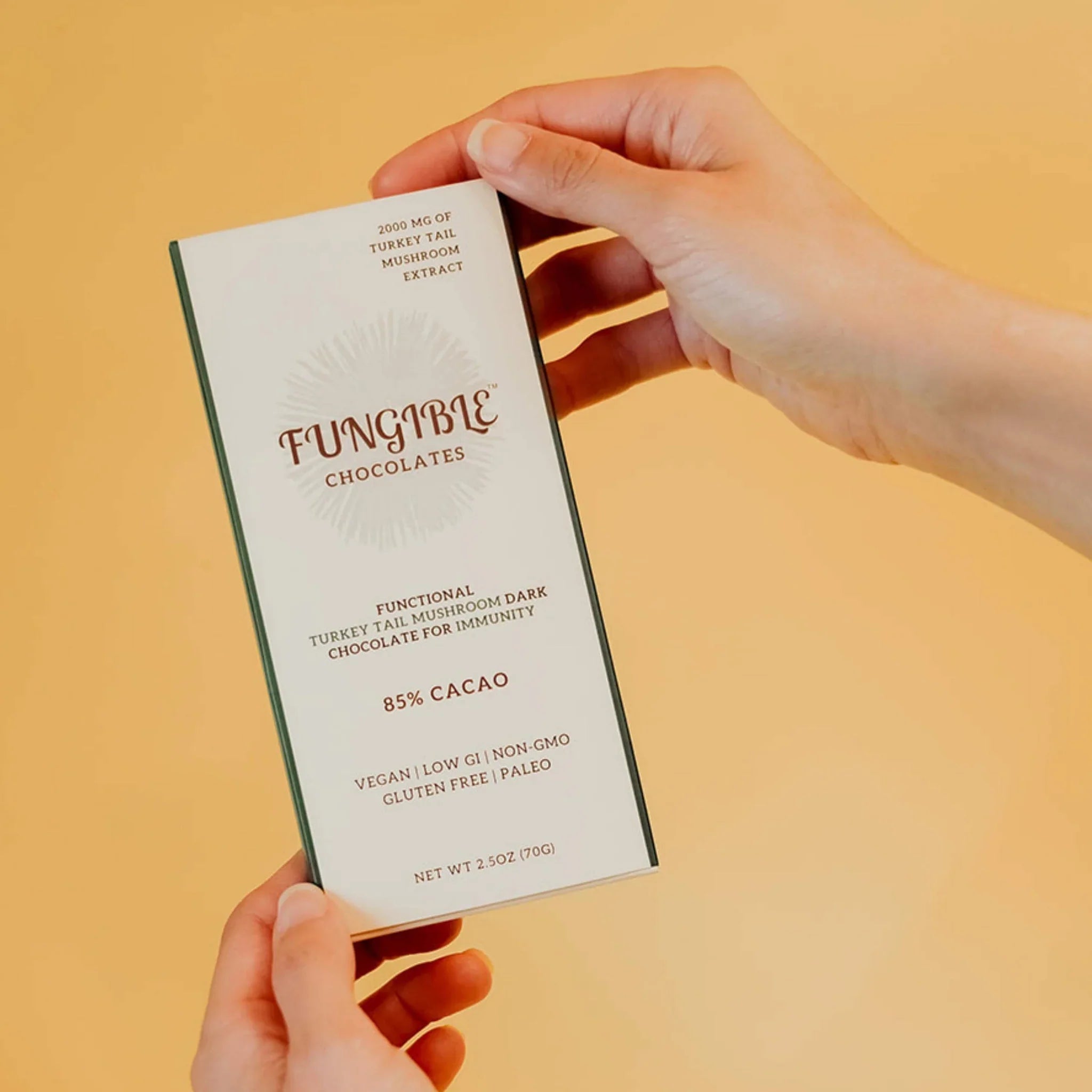 Fungible Chocolates® - Functional Turkey Tail Mushroom Dark Chocolate Bar for Immunity (85% cacao)