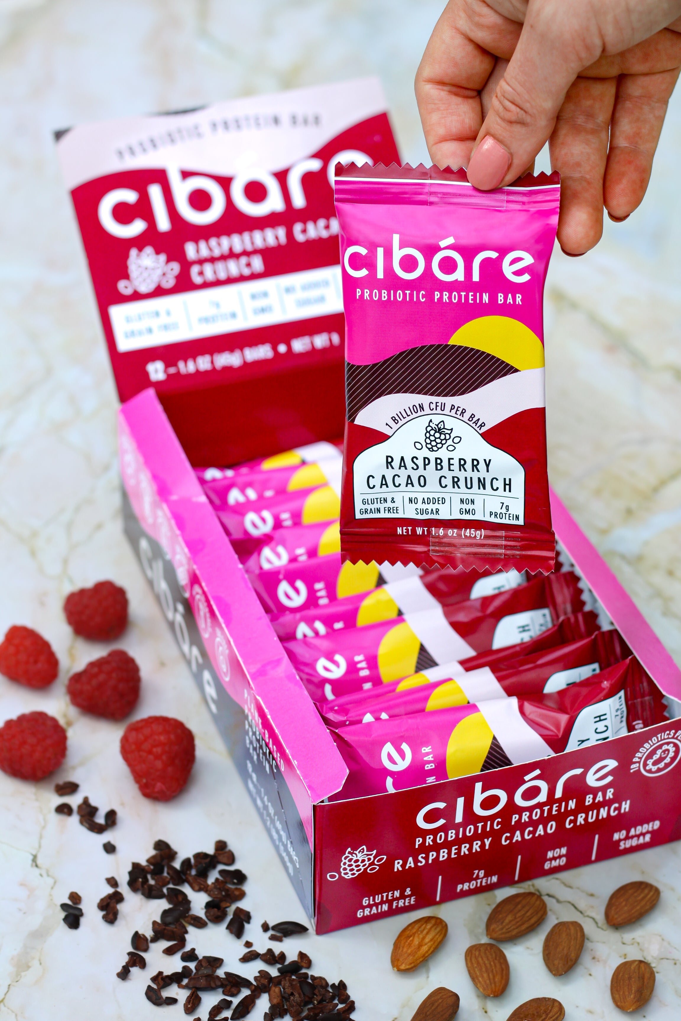 Cibare Foods - Raspberry Cocoa Crunch Probiotic Protein Bar