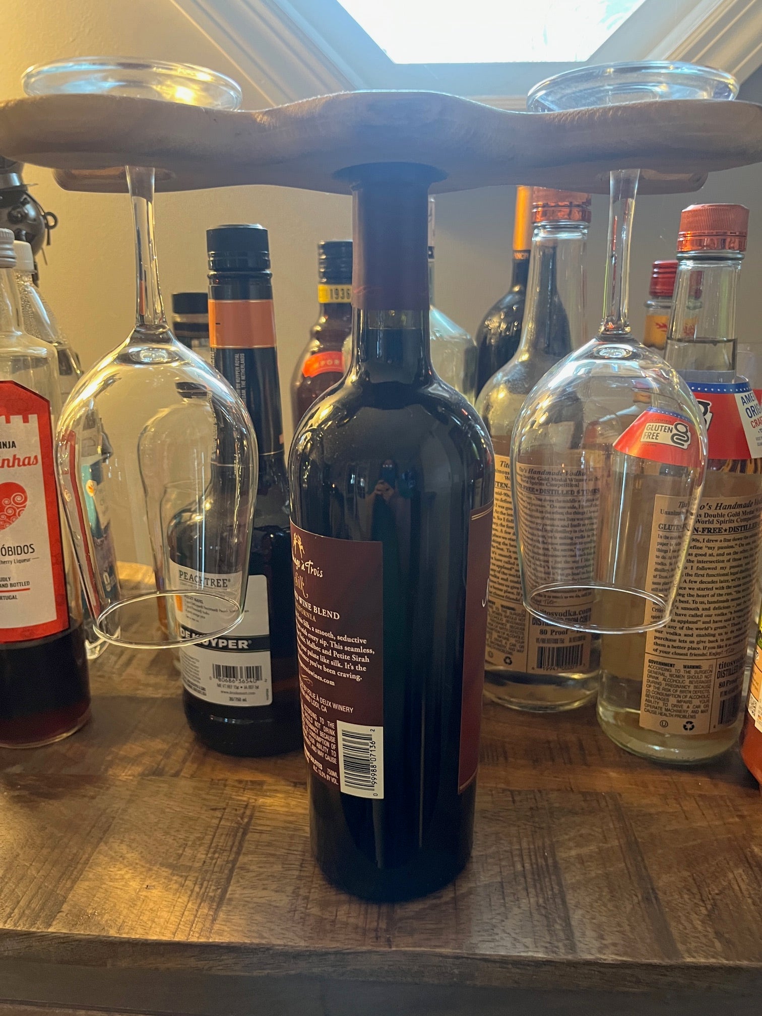 Join The Tryb - Wine Glass Caddy - made from repurposed lumber