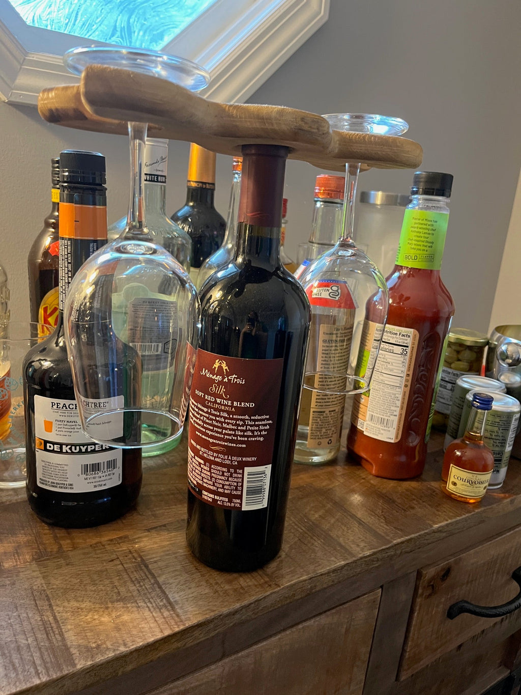 Join The Tryb - Wine Glass Caddy - made from repurposed lumber