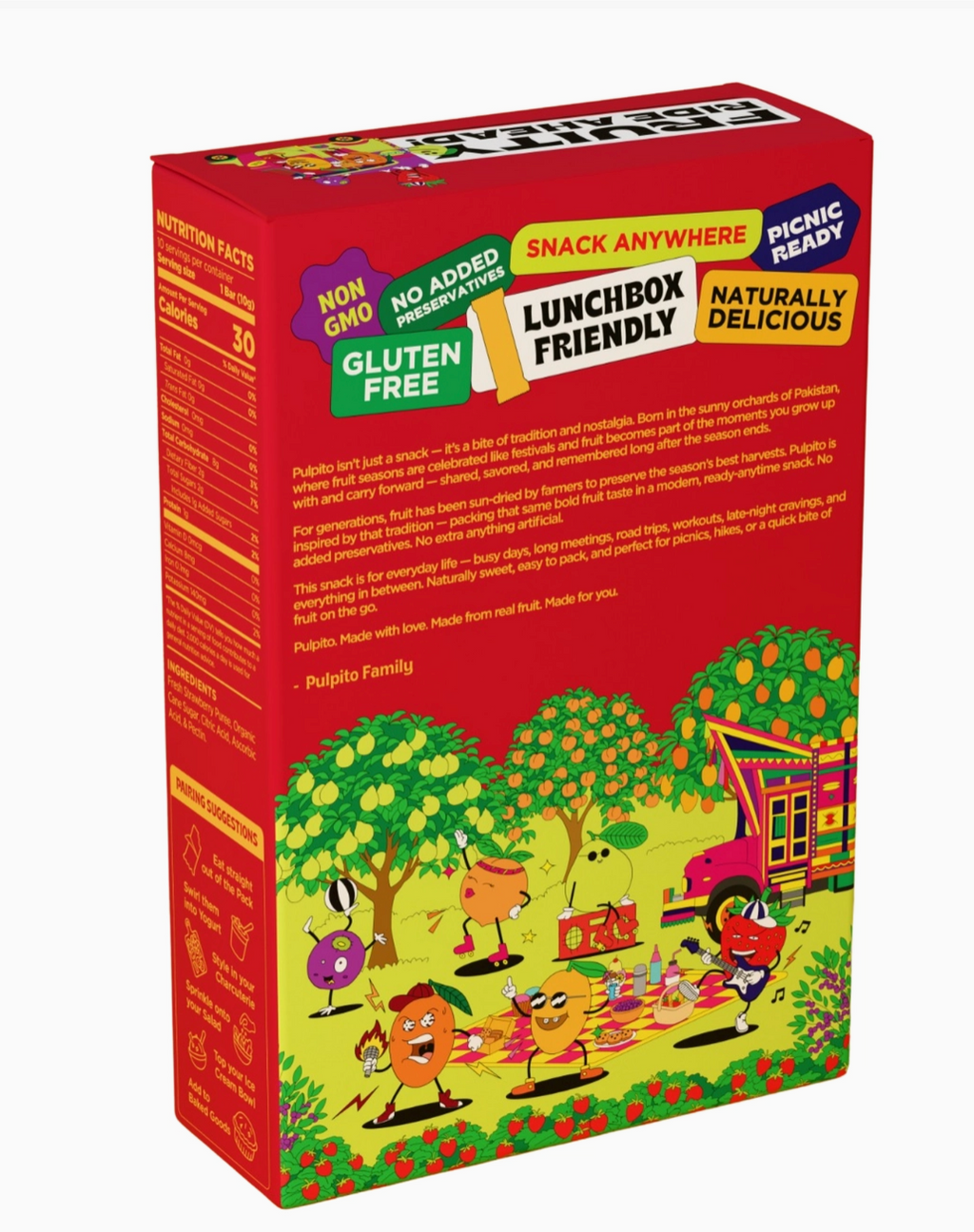 Pulpito - Natural Fruit Bar Snack, Sassy Strawberry 10pk. 3.5oz