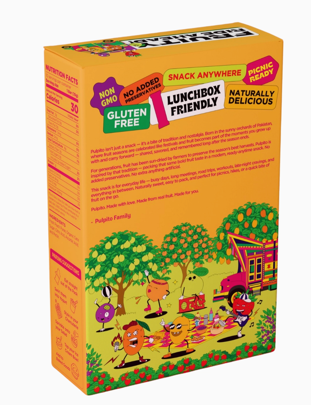 Pulpito - Natural Fruit Bar Snack, Pretty Peach 10pk. 3.5oz