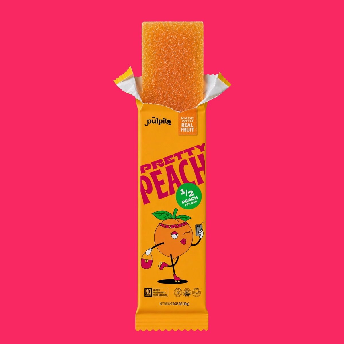 Pulpito - Natural Fruit Bar Snack, Pretty Peach 10pk. 3.5oz