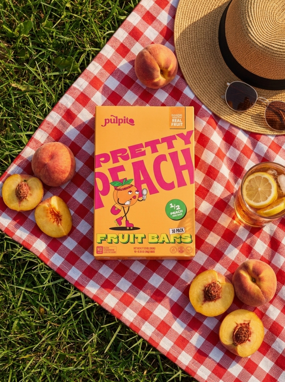 Pulpito - Natural Fruit Bar Snack, Pretty Peach 10pk. 3.5oz