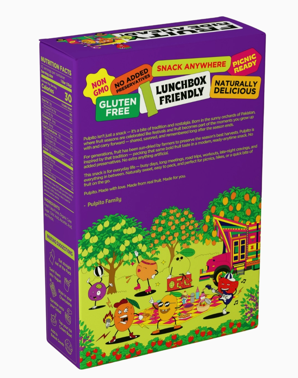 Pulpito - Natural Fruit Bar Snack, Freaky Falsa (Blueberry) 10pk. 3.5oz