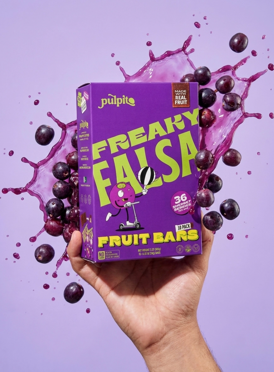 Pulpito - Natural Fruit Bar Snack, Freaky Falsa (Blueberry) 10pk. 3.5oz