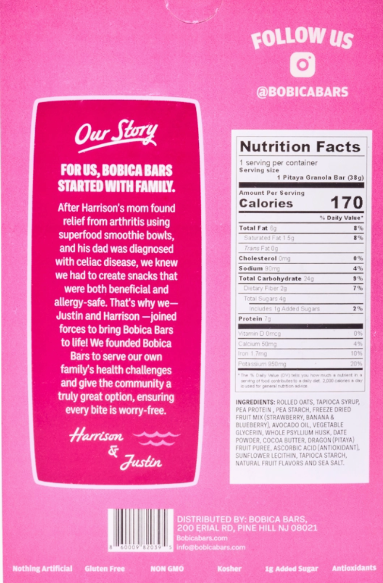 Bobica Bars Pitaya Glazed Granola Bar 1.34oz