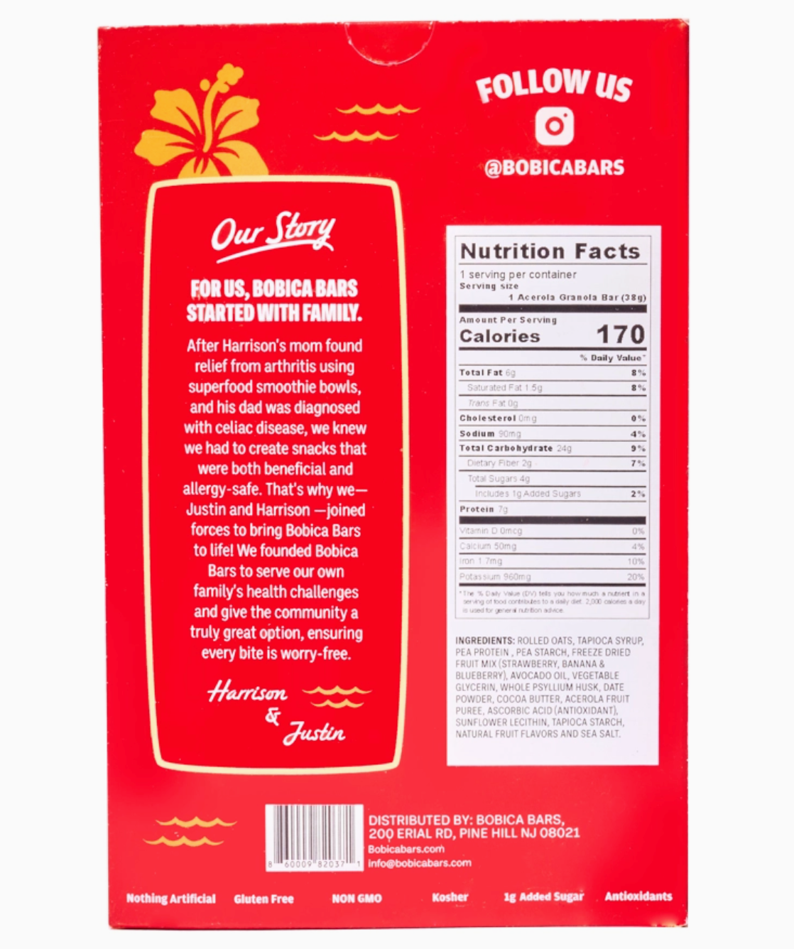 Bobica Bars Acerola Cherry Glazed Granola Bar 1.34 oz