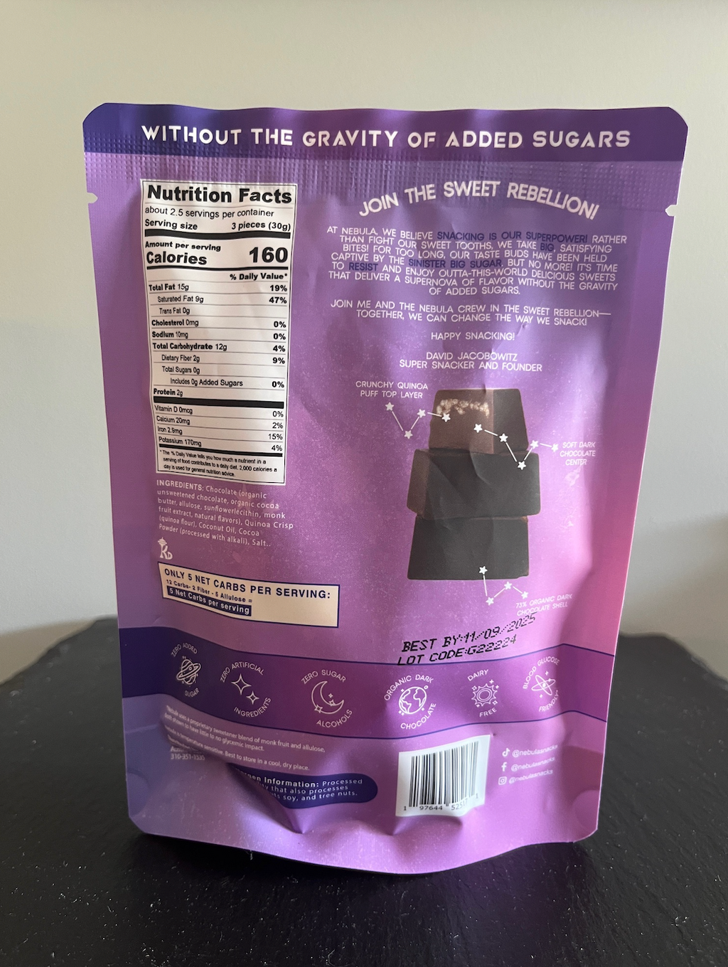 Nebula Snacks Cub's Crunch Filled Dark Chocolate Bites