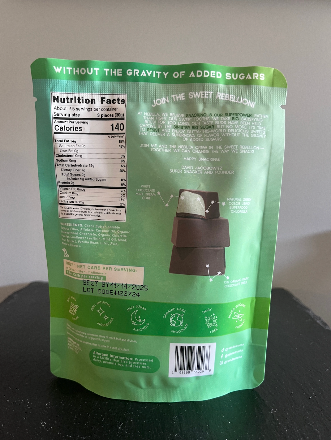 Nebula Snacks Minty Way Filled Dark Chocolate Bites