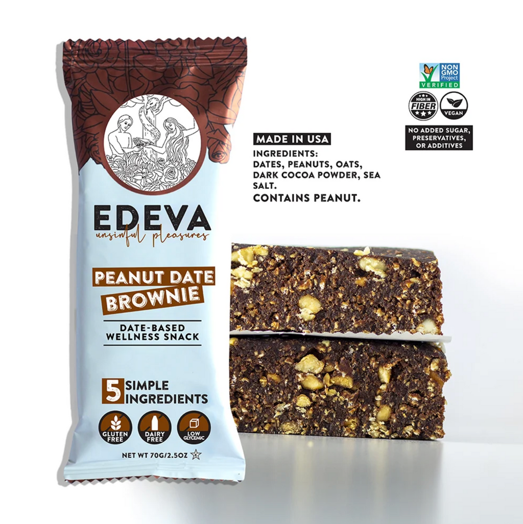 Edeva Snacks Peanut Date Brownie Snack Bar 2.5oz